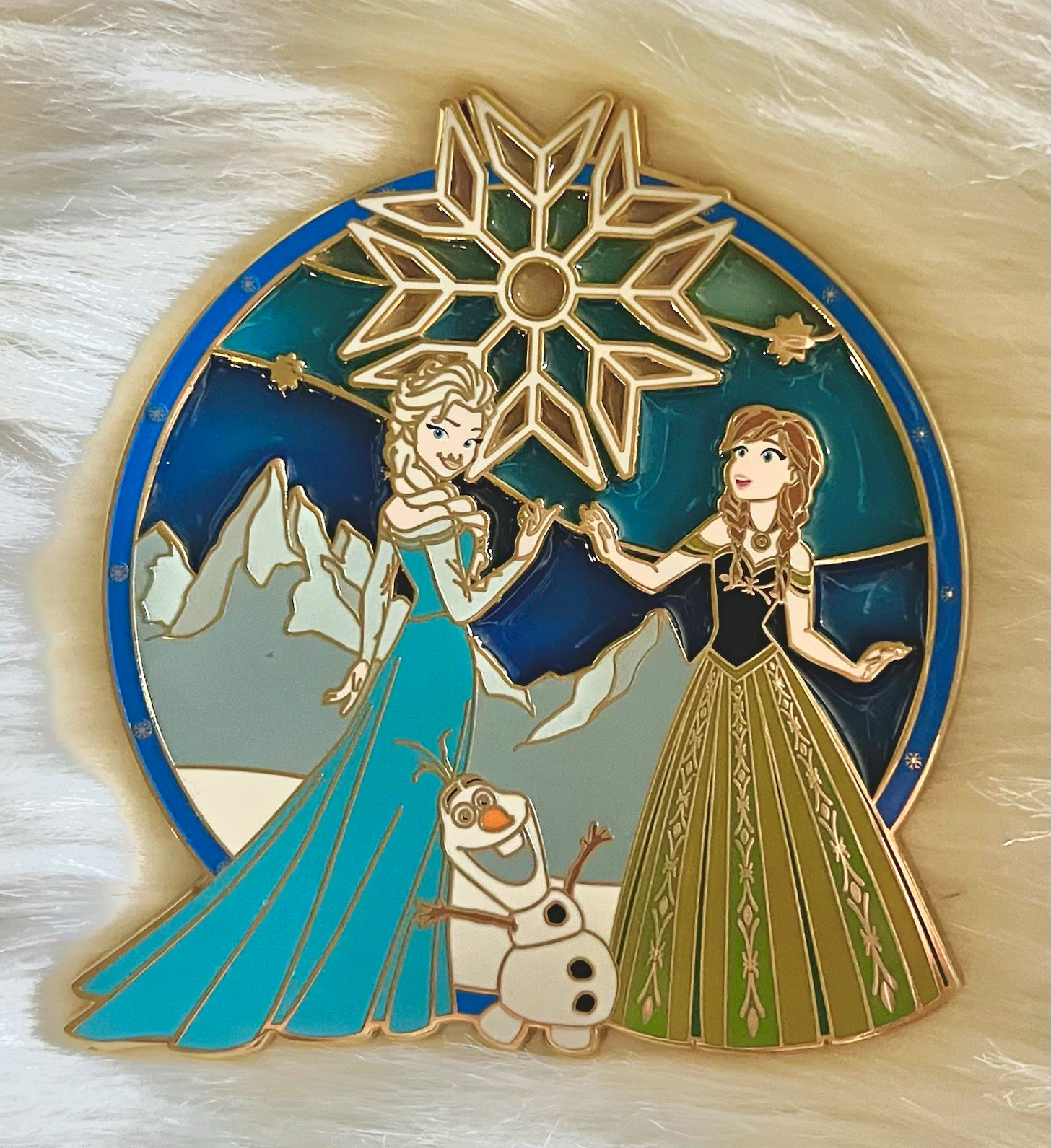 Disney Frozen Stained Glass Fantasy 4” JUMBO Pin by Stained Tales LE60