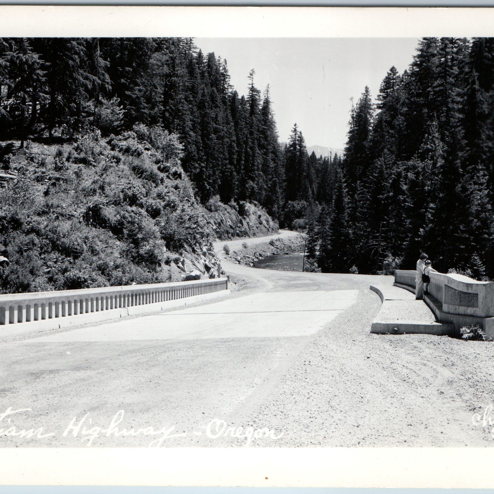 c1950s Santiam Highway Oregon RPPC Concrete Bridge Forest Mountain Road Postcard c1950s Santiam Highway Oregon RPPC Concrete Bridge Forest Mountain Road Postcard