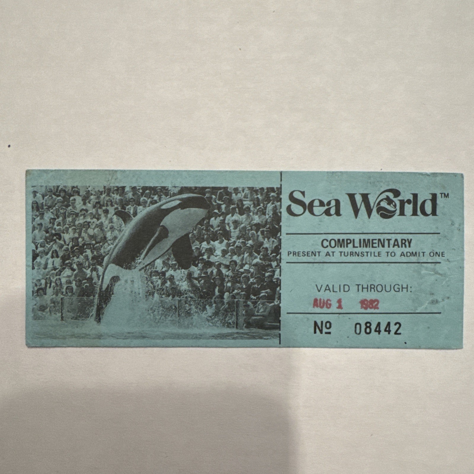 VINTAGE-UNUSED SEAWORLD Entry Ticket- 1982 - very rare 