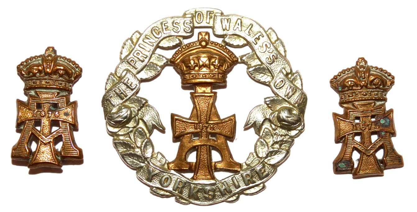 BRITISH MILITARY CAP BADGES,  Princess of Wales\'s Own Yorkshire Regiment c. 1908