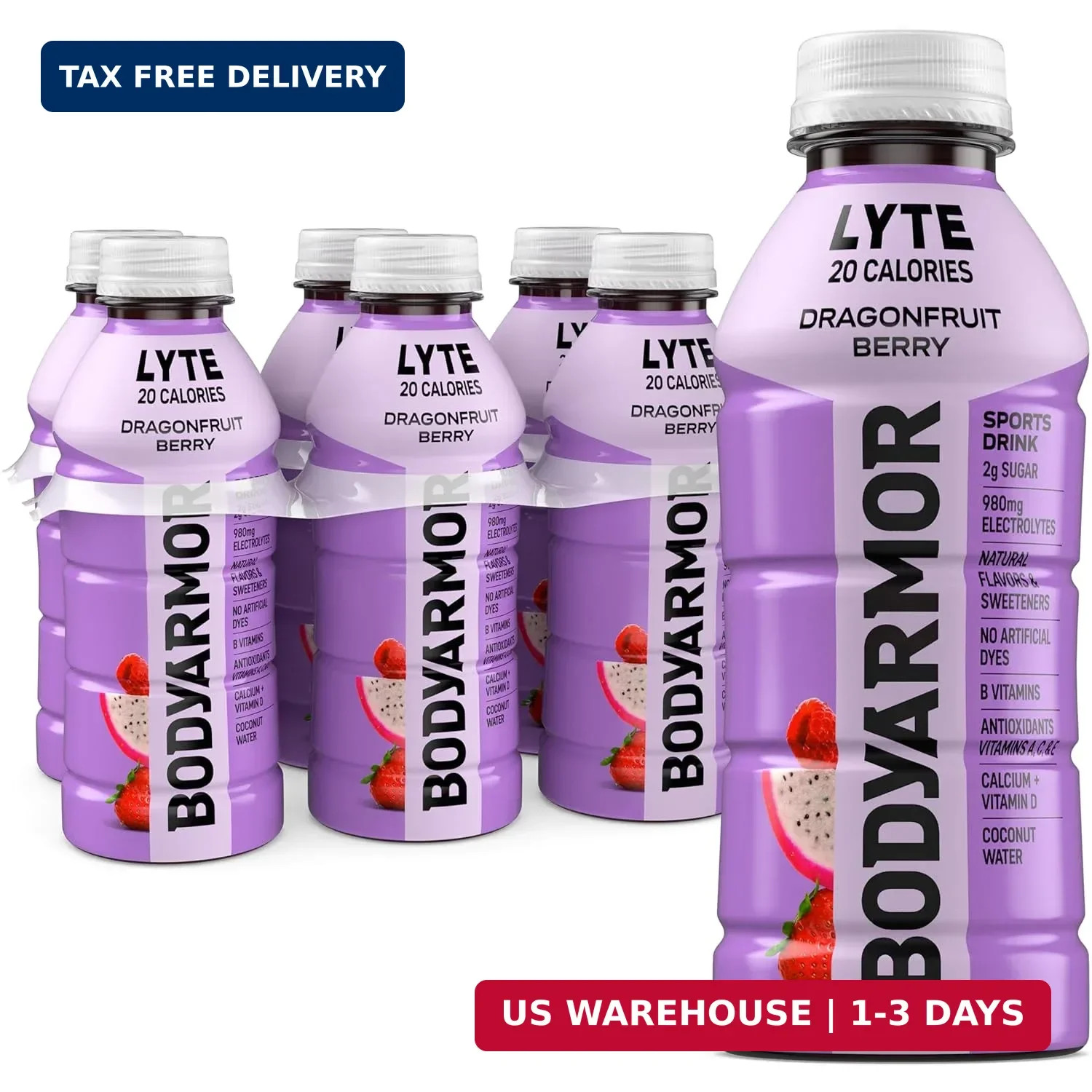 BODYARMOR LYTE, Dragonfruit Berry, Electrolyte Drink, 20 Calories, 16 Fl Oz Bott