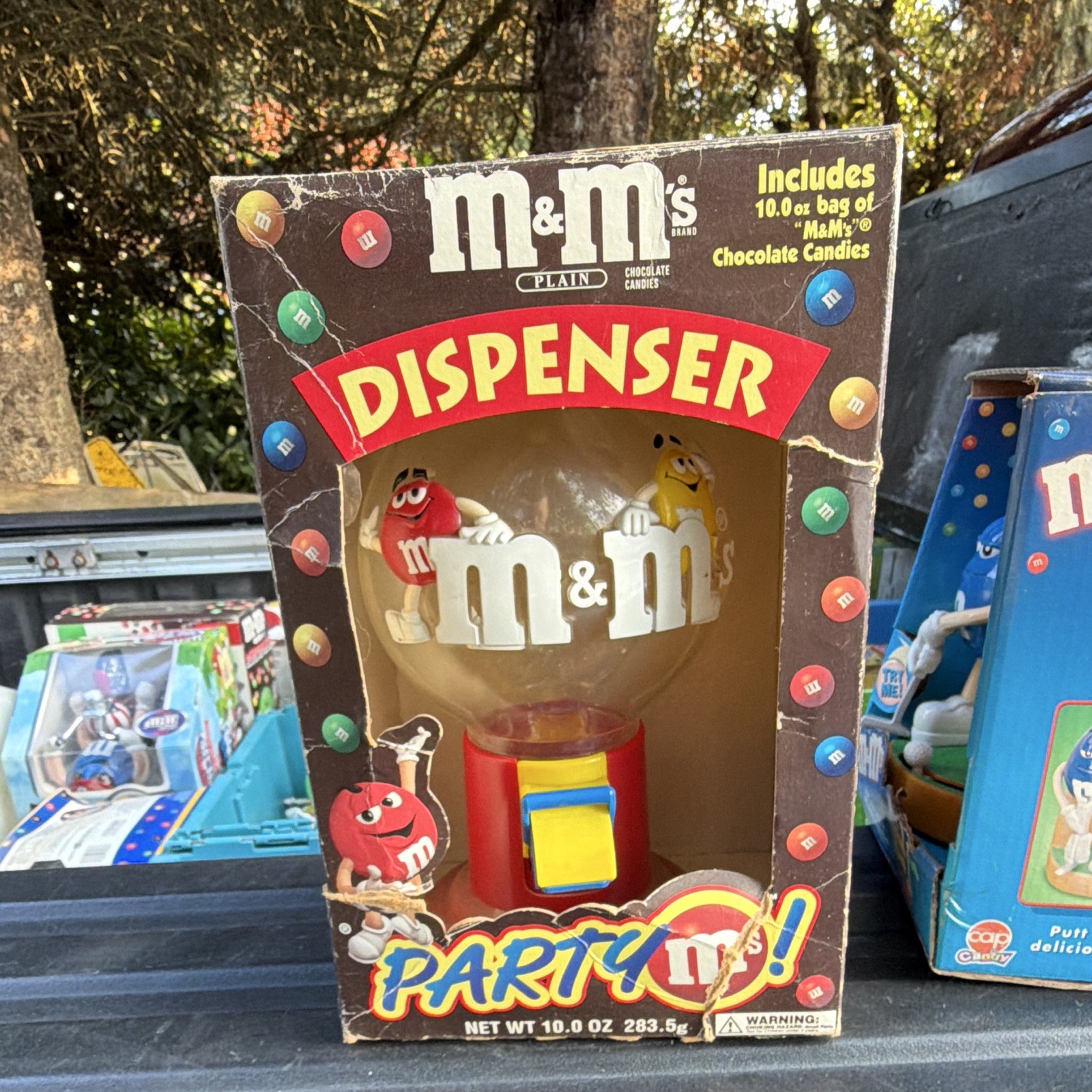 M&M\'s Party Time Candy Dispenser with 10 oz Plain Chocolate Candies, Red/Yellow
