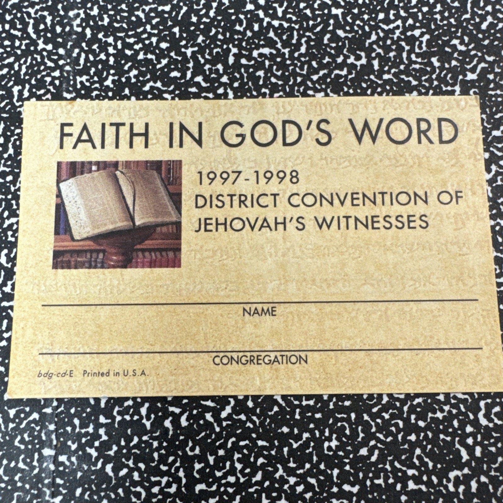 Jehovah\'s Witnesses Convention Lapel Name Badge 1997. Watchtower.