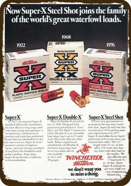 1977 WINCHESTER SUPER-X SHOTGUN AMMO Vntg-Look DECORATIVE REPLICA METAL SIGN