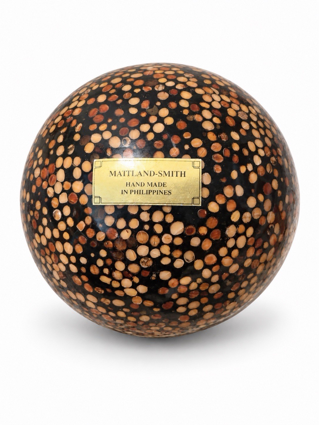 Maitland-Smith Handmade Painted Wood Abstract Sphere Art, Philippines 6”