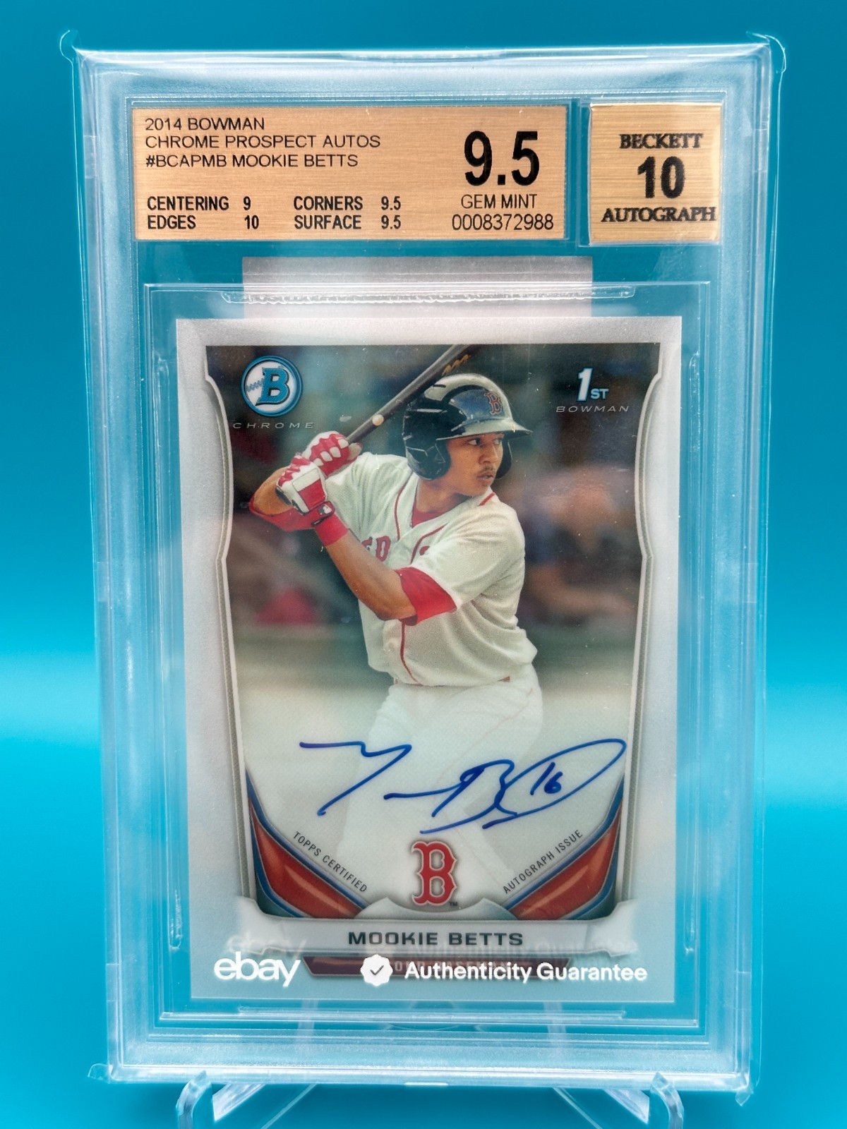 2014 Bowman Chrome Mookie Betts Prospect Auto #BCAP-MB BGS 9.5 GEM MINT