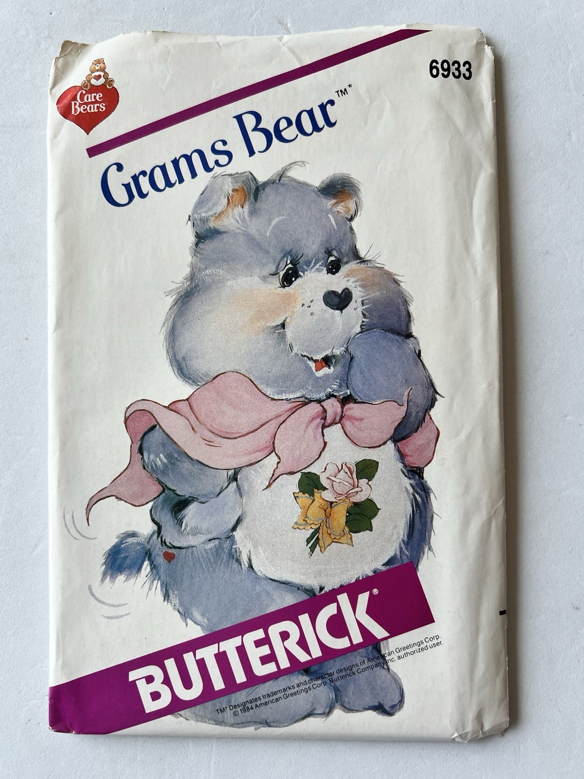 Vtg 1983 Butterick Care Bears Grams Bear Plush Stuffed Toy Sewing Pattern UNCUT