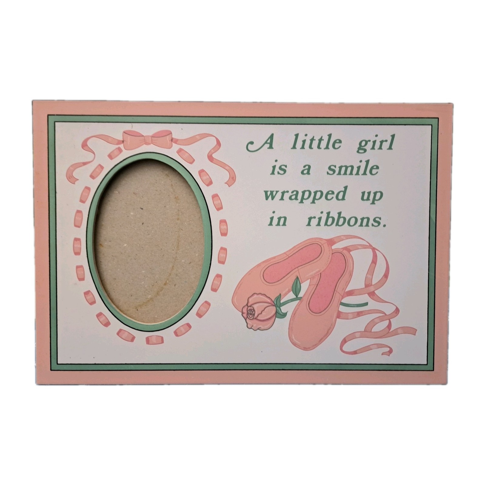 VTG NEW OLD STOCK 1992 ABC BRAND Photo Picture Wooden Frame Pink Girl Ribbons 