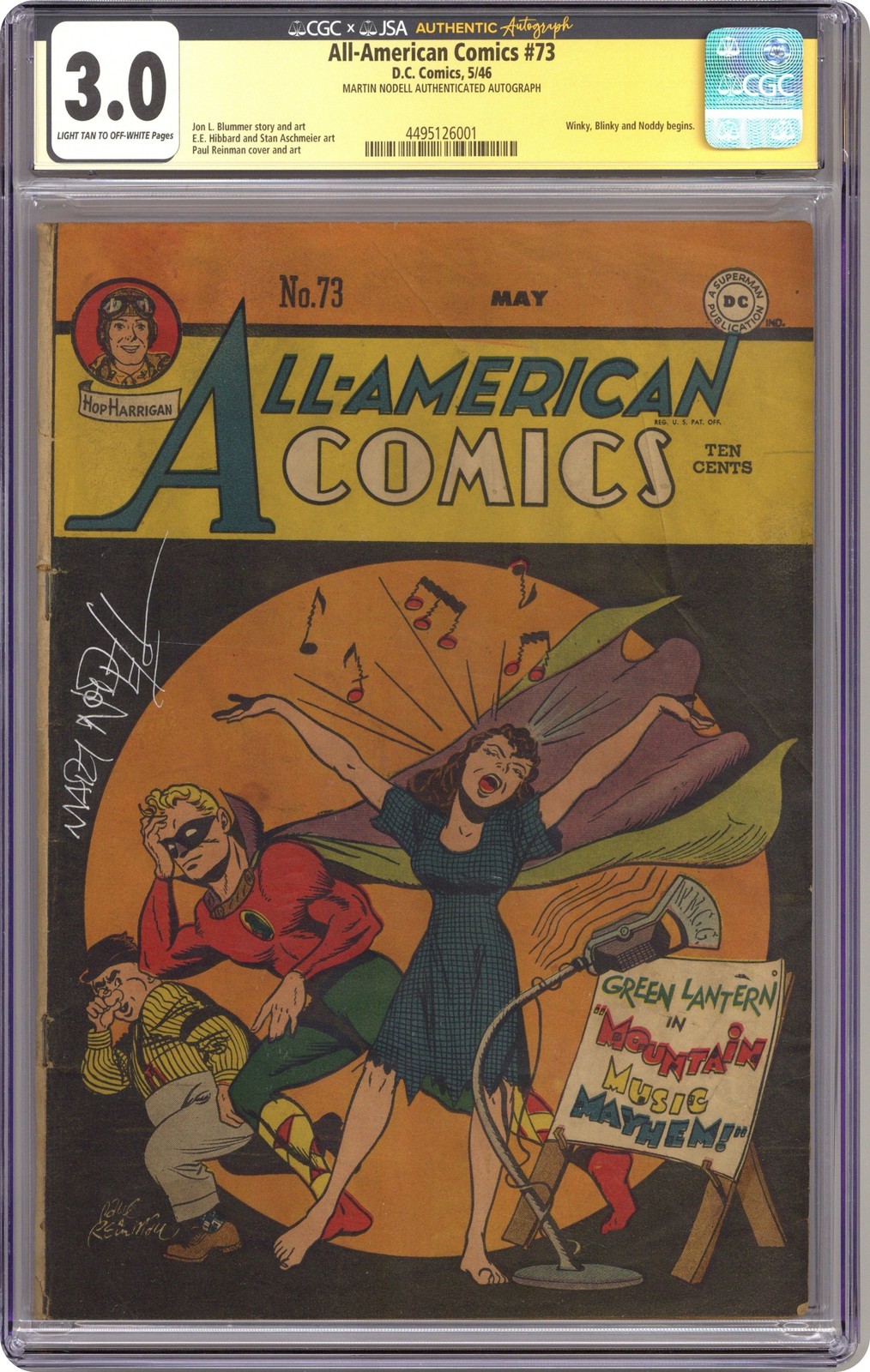 All-American Comics #73 CGC 3.0 JSA Nodell 1946 4495126001