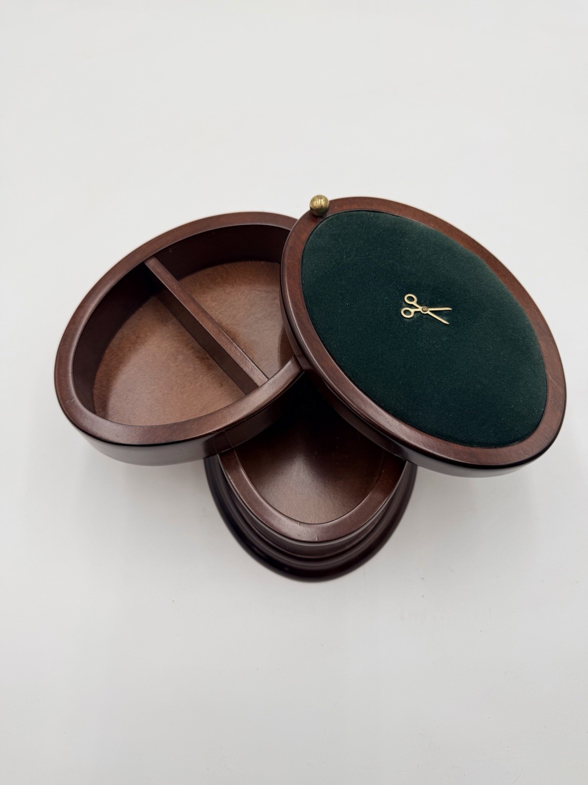 The Bombay Co. 1996 Three Tier Oval Wood Swivel Sewing Box - Vintage GC The Bombay Co. 1996 Three Tier Oval Wood Swivel Sewing Box - Vintage GC