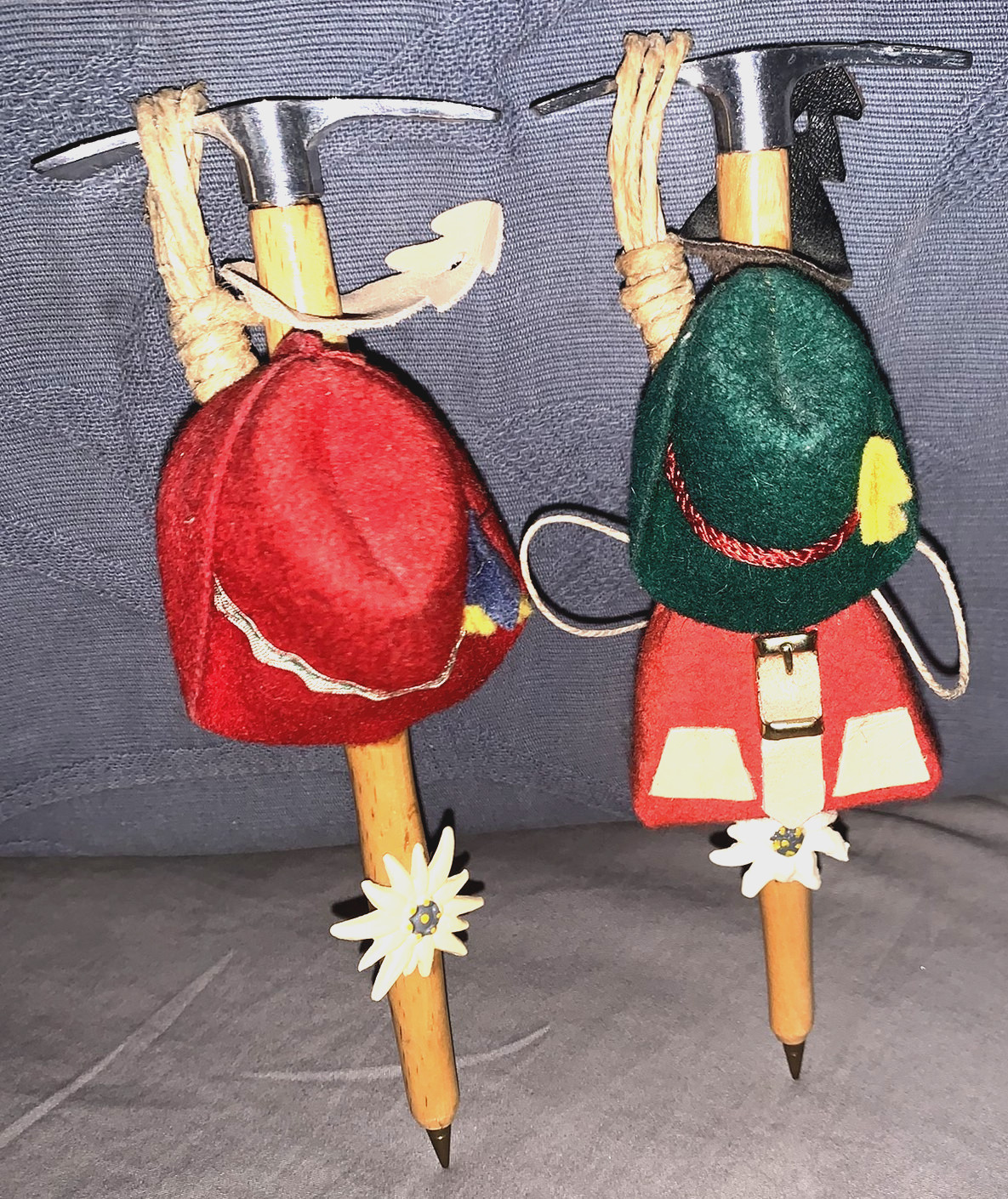 2 Neat Vintage Austria Souvenir Miniature Climbing Hammers Felt Hats... 2 Neat Vintage Austria Souvenir Miniature Climbing Hammers Felt Hats...