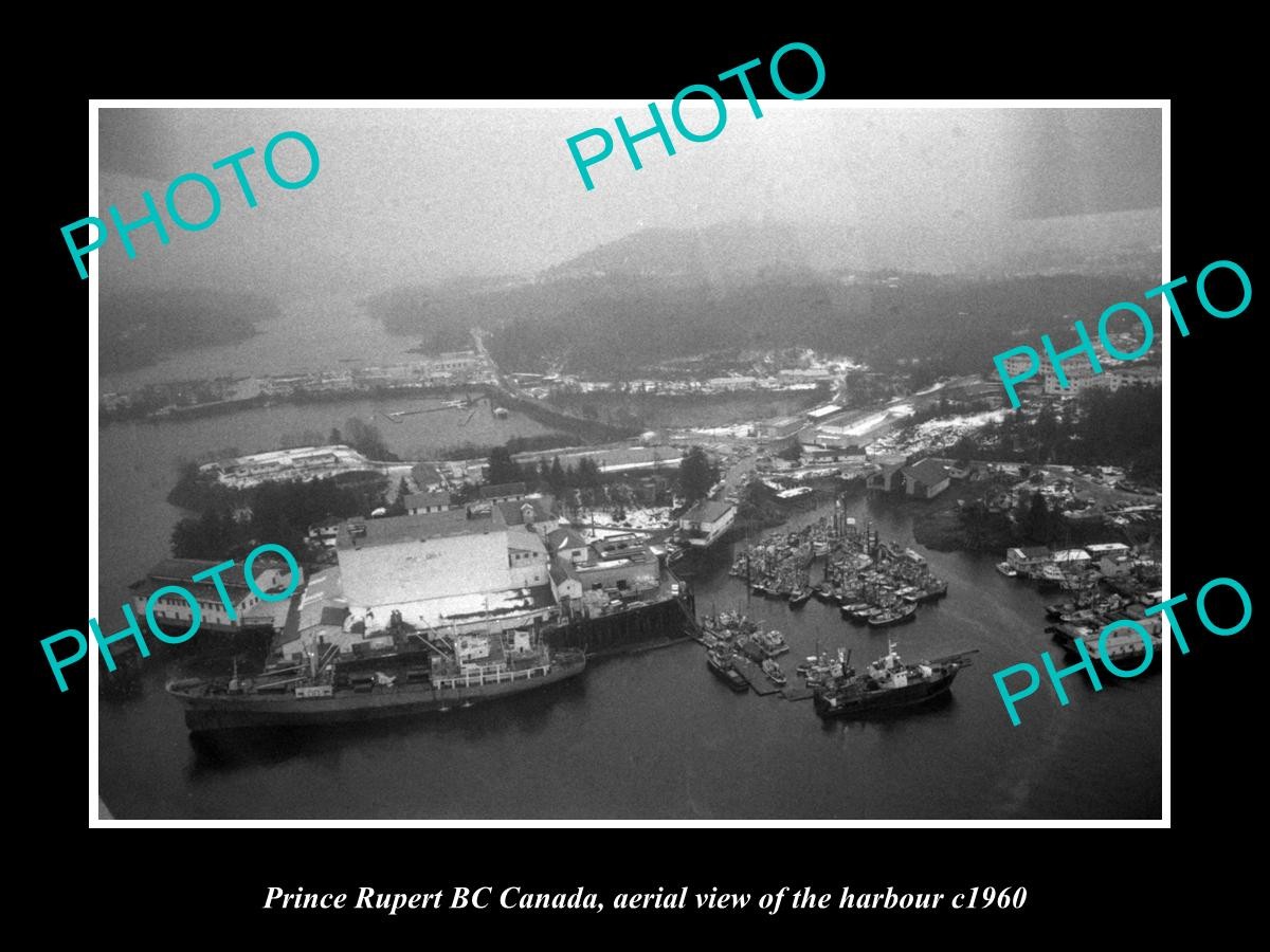 Prince Rupert Bc Canada Harbour Aerial View c1960 1 Old Large Historic Photo