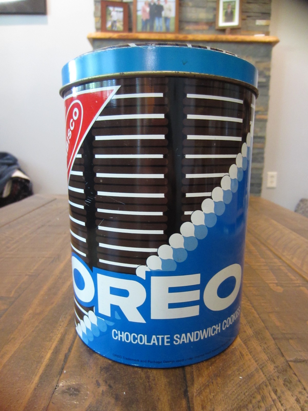 Cool Vintage 1970s OREO Tin Cylinder Container - Large 7.5\