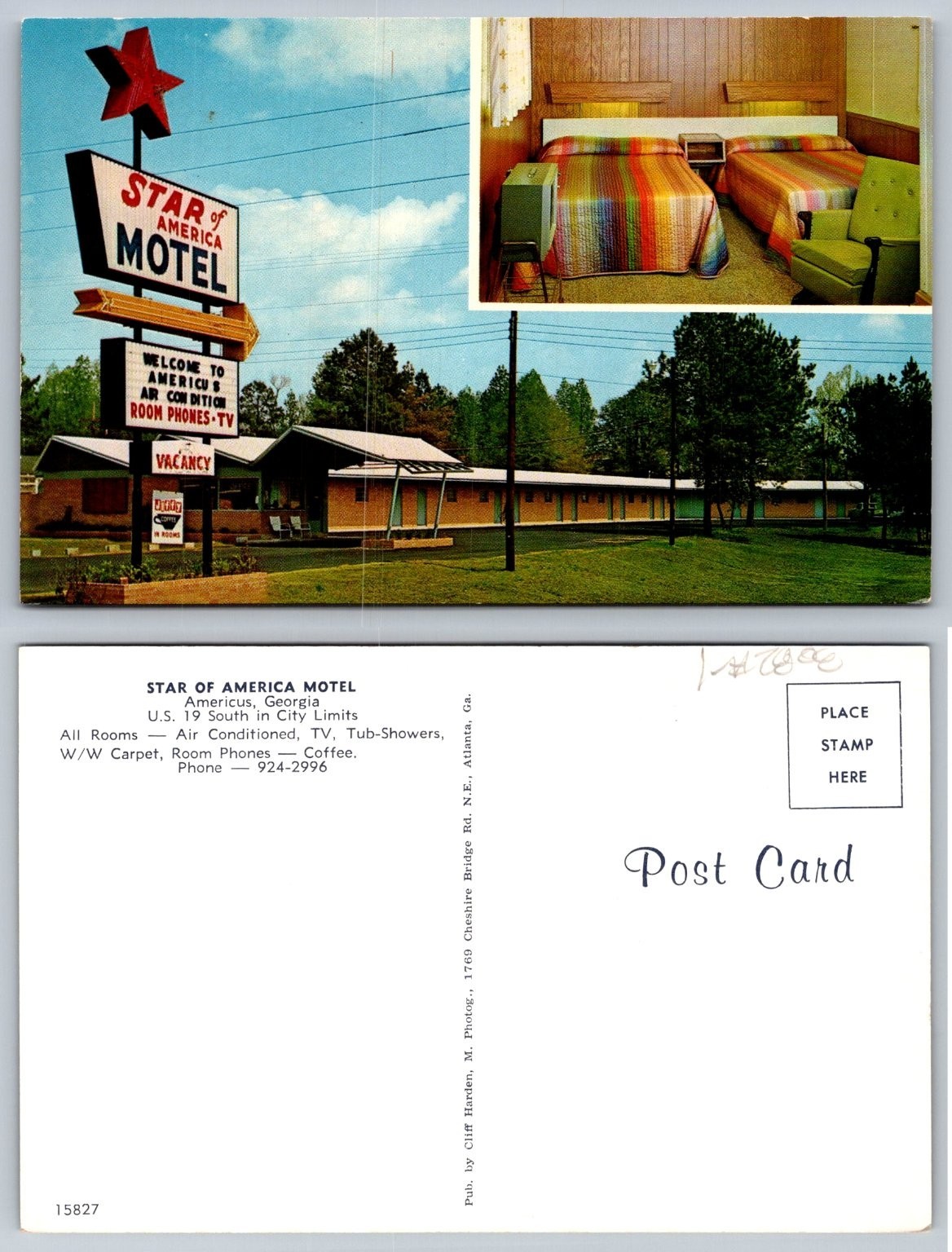 Vintage Star of America Motel Americus Georgia Roadside Chrome Postcard Vintage Star of America Motel Americus Georgia Roadside Chrome Postcard