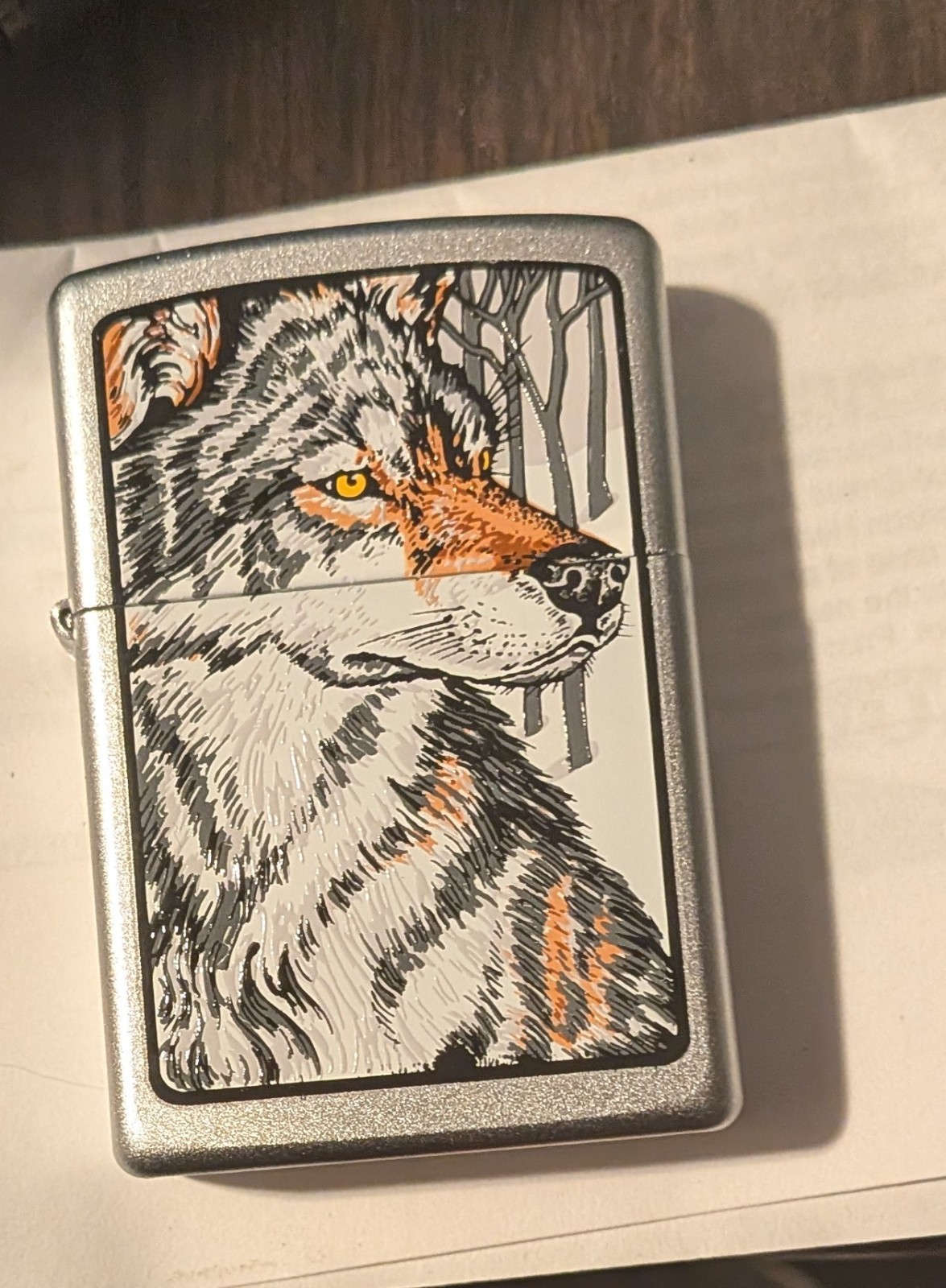 Zippo Lighter . Barrett Smythe. Watchful Wolf. Unfired . 2006.NOS