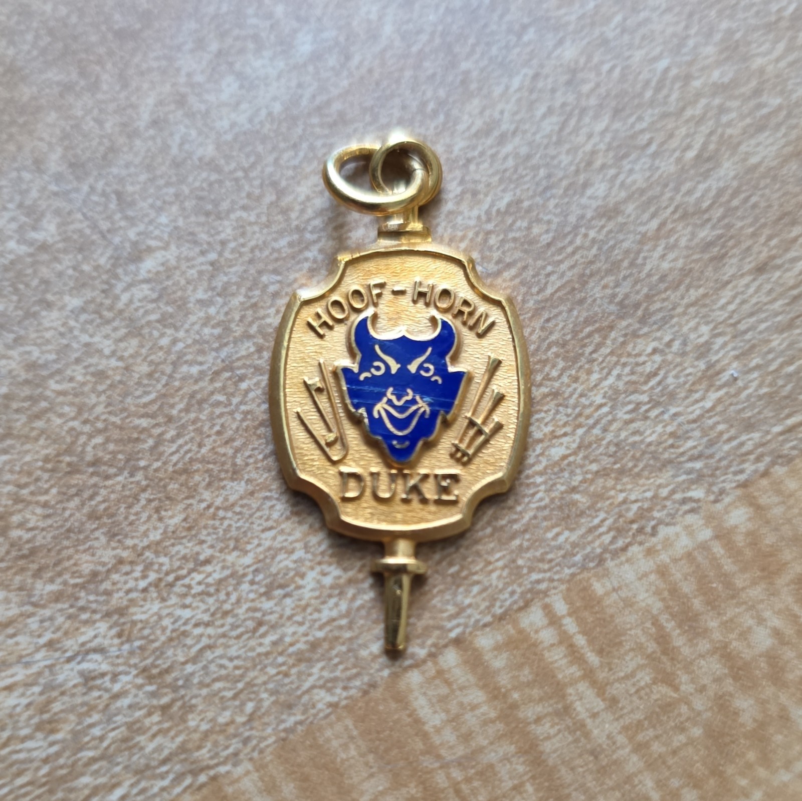 Vintage Duke University Hoof-Horn Secret Society Key Charm & Signed Letter