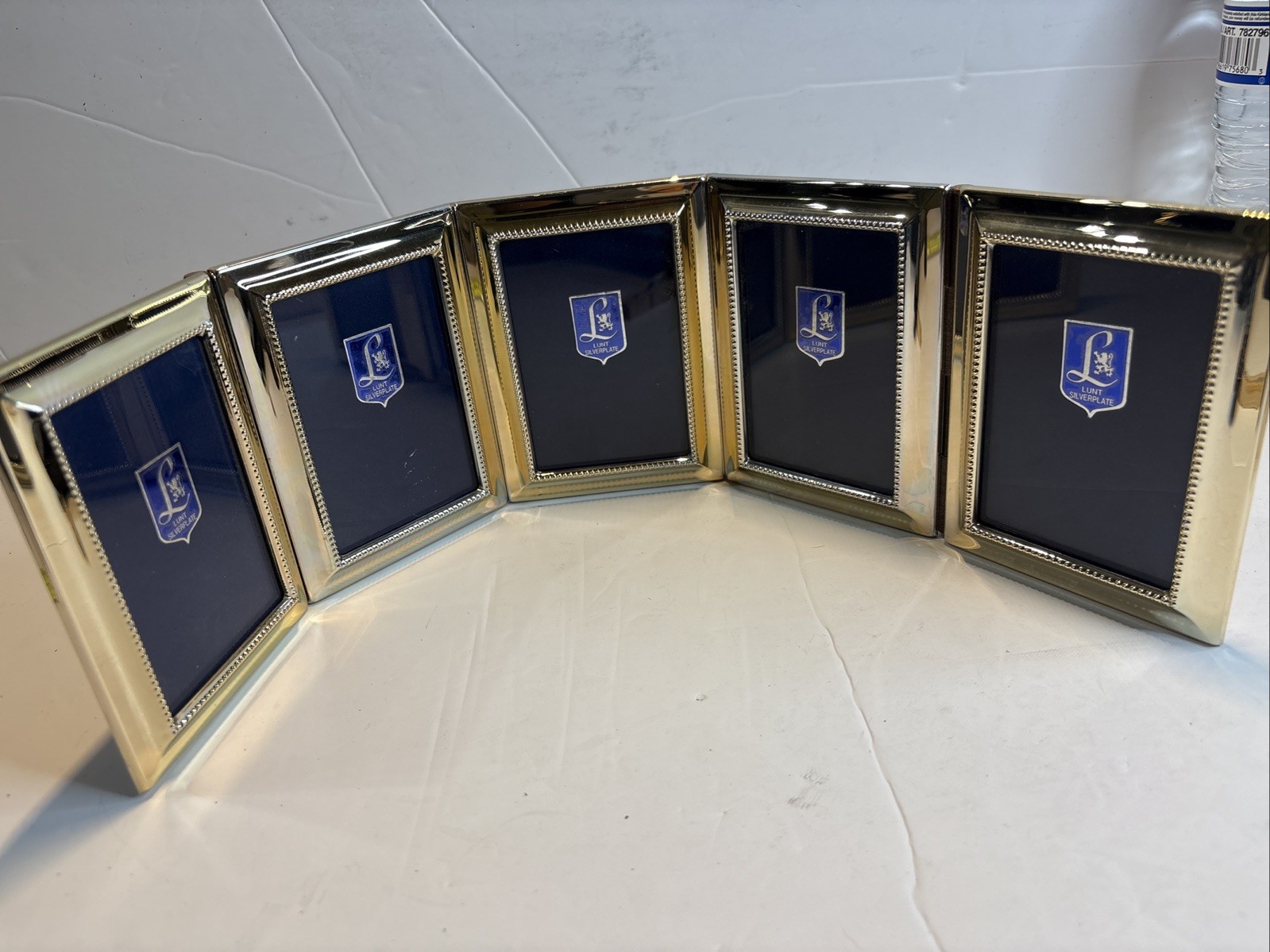 Vintage Lunt Silver Five-Panel Folding Picture Frame 3.5 X5 Per Panel.