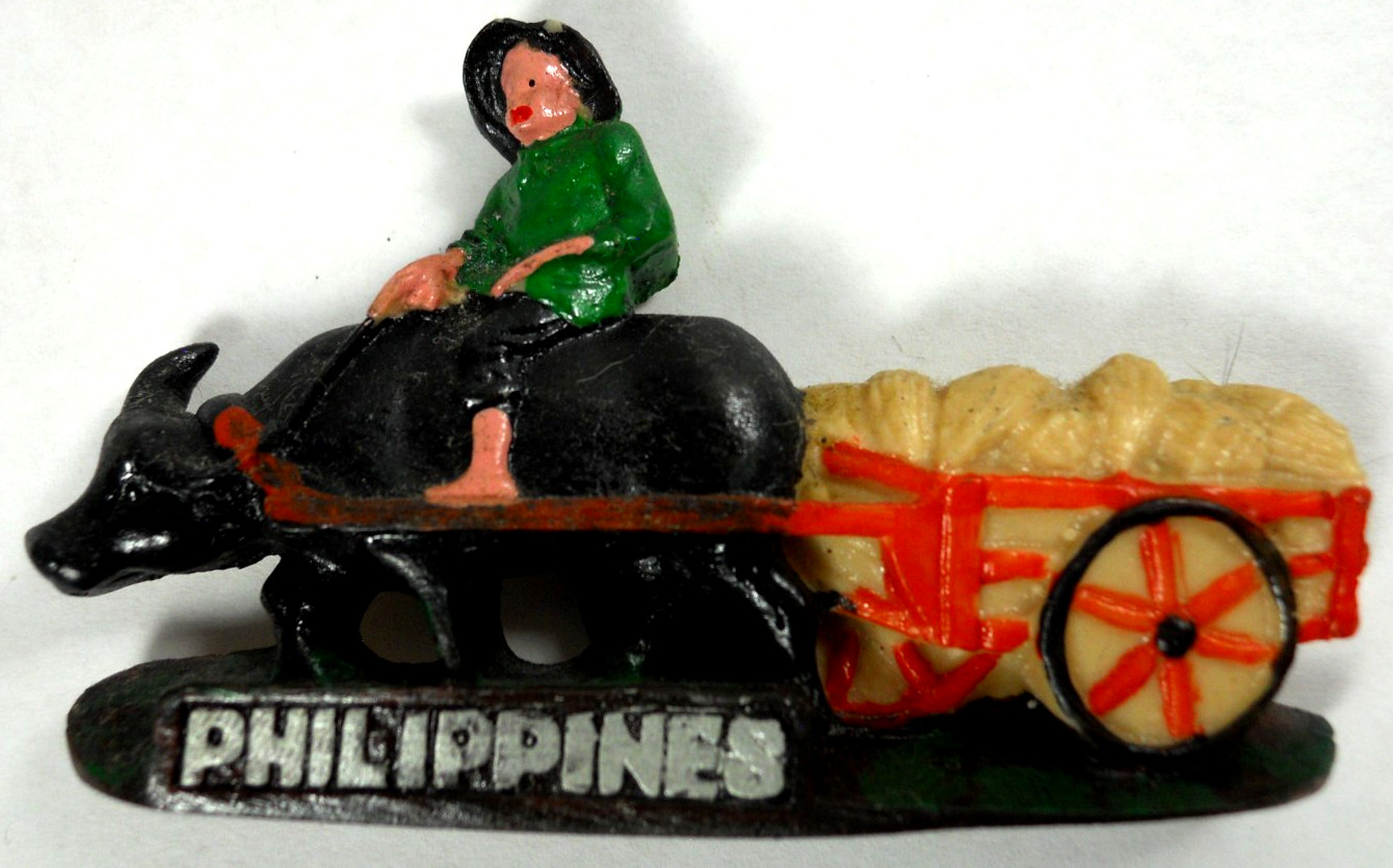 vintage Philippine carabao water buffalo pulling cart souvenir fridge magnet vintage Philippine carabao water buffalo pulling cart souvenir fridge magnet