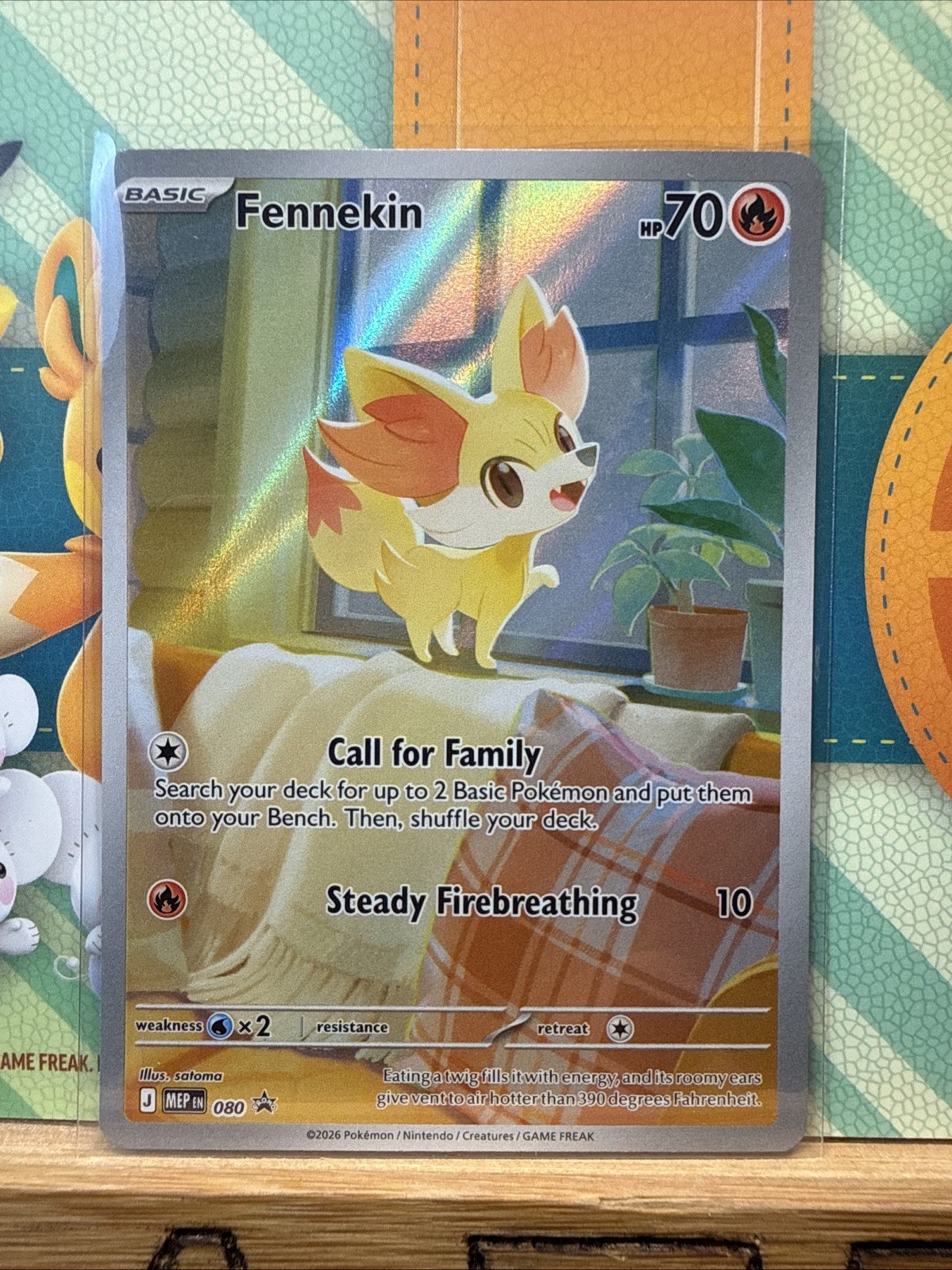 Fennekin 080 Me04: Chaos Rising Illustration Rare Full Art Holo Black Star Promo