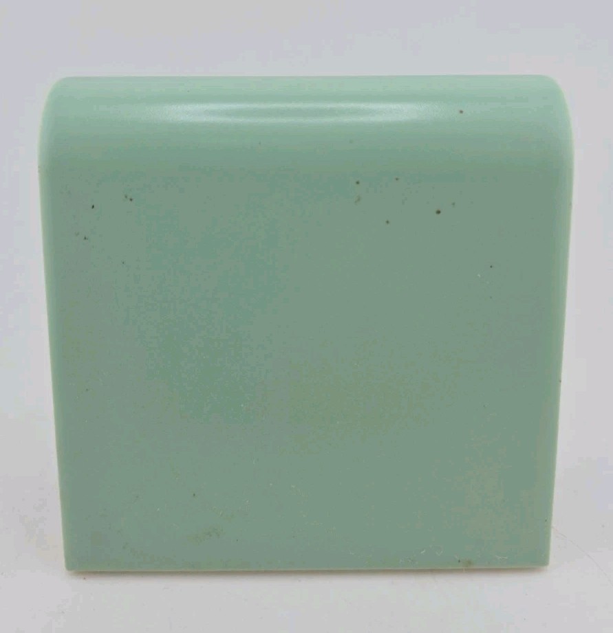  Vtg American Olean Ceramic Tile: Leaf Green Bullnose 4.25\