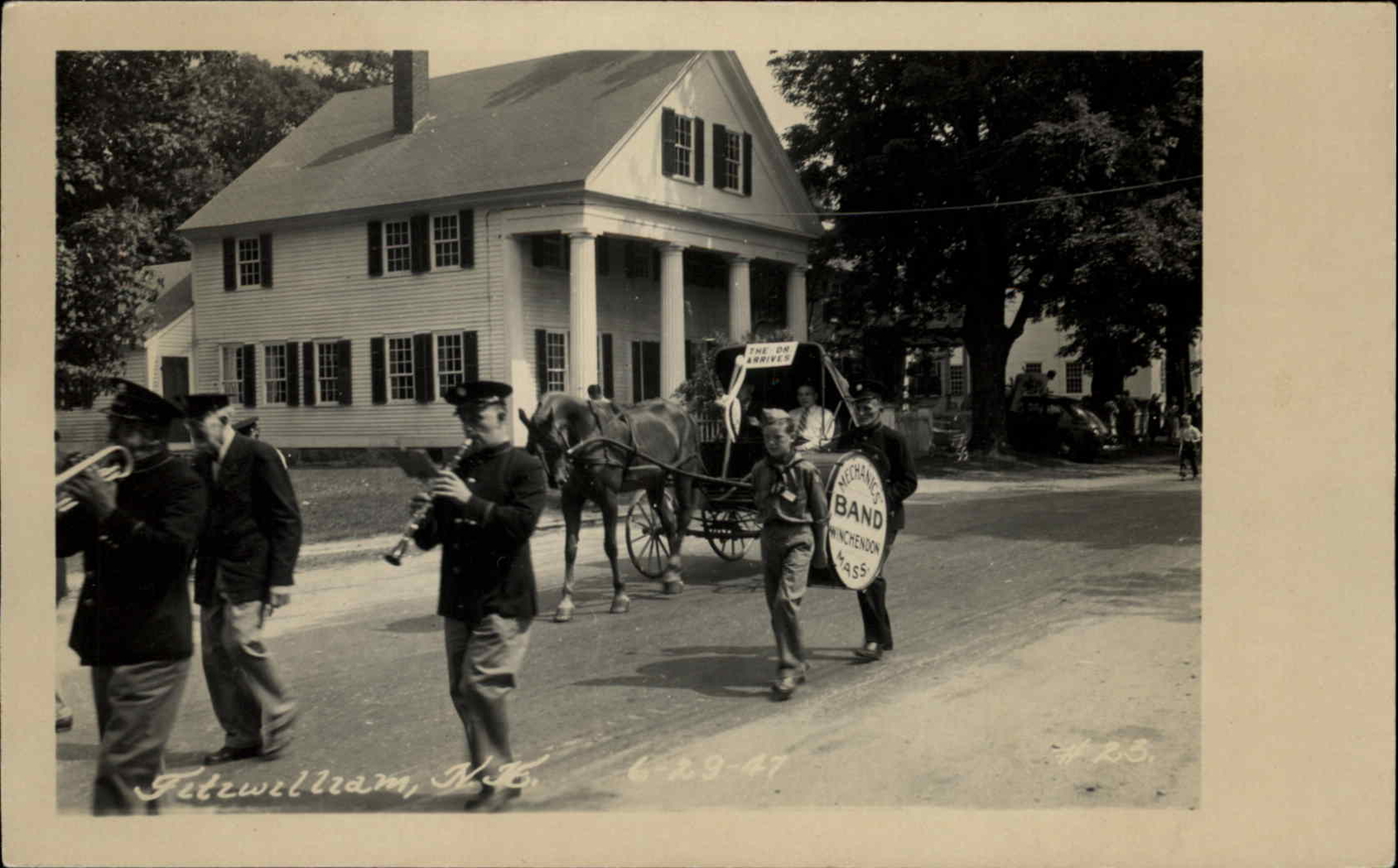 Fitzwilliam NH Parade Band 1947 Real Photo Postcard Fitzwilliam NH Parade Band 1947 Real Photo Postcard