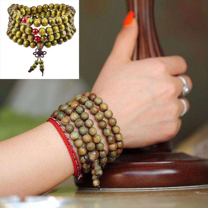 1PC Sandalwood Buddhist 108 Beads 8mm Mala Necklace Meditation Prayer Bracelet