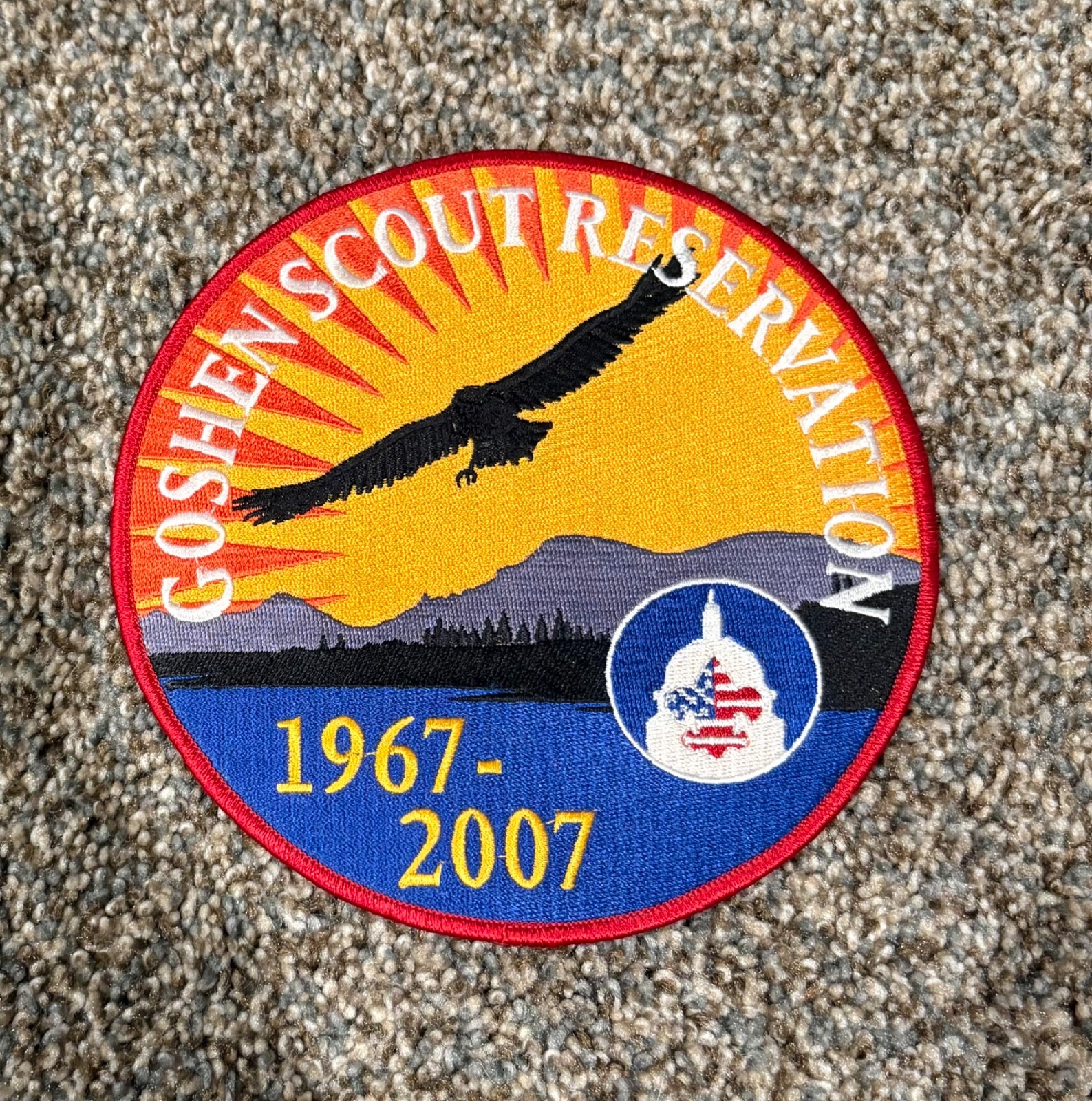6 inch Goshen Scout Reservation 1967–2007 Anniversary Patch BSA Virginia 6 inch Goshen Scout Reservation 1967–2007 Anniversary Patch BSA Virginia