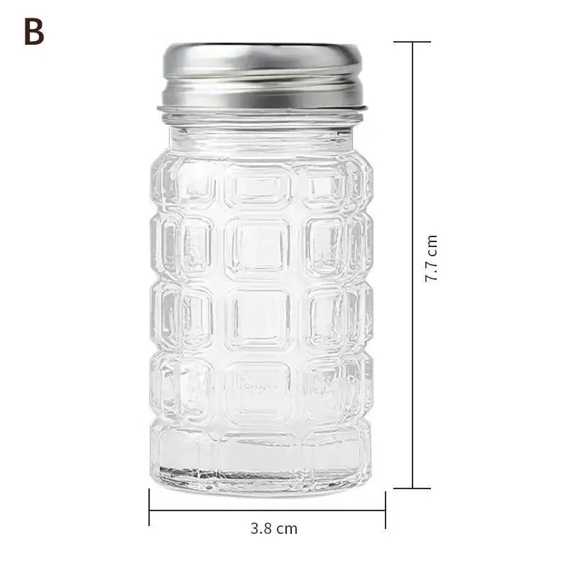 2 Pcs 1.5 Oz Glass Retro Salt and Pepper Shakers Set for Kitchen Restaurant
