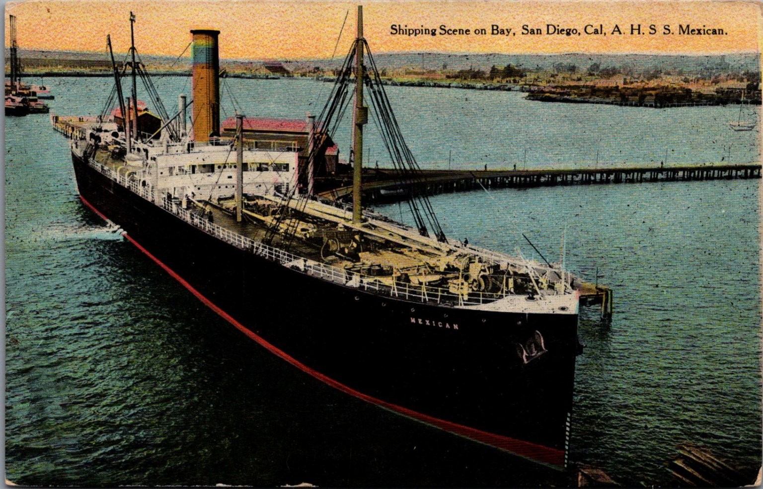 1911 San Diego Bay S.S. Mexican Steamship Panama Canal Expo Postcard