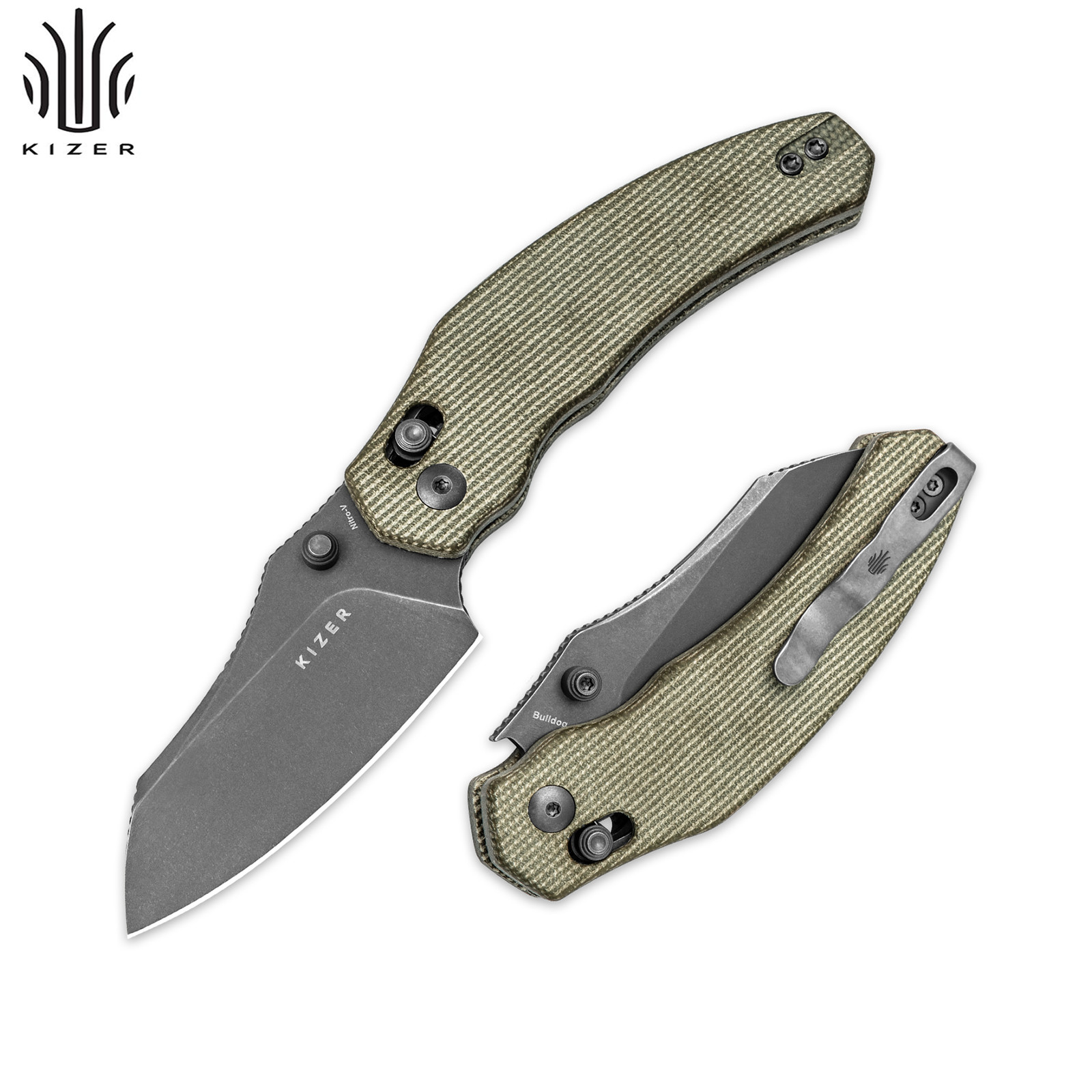 Kizer Bulldog EDC Folding Pocket Knife Nitro V Steel Blade Micarta Handle