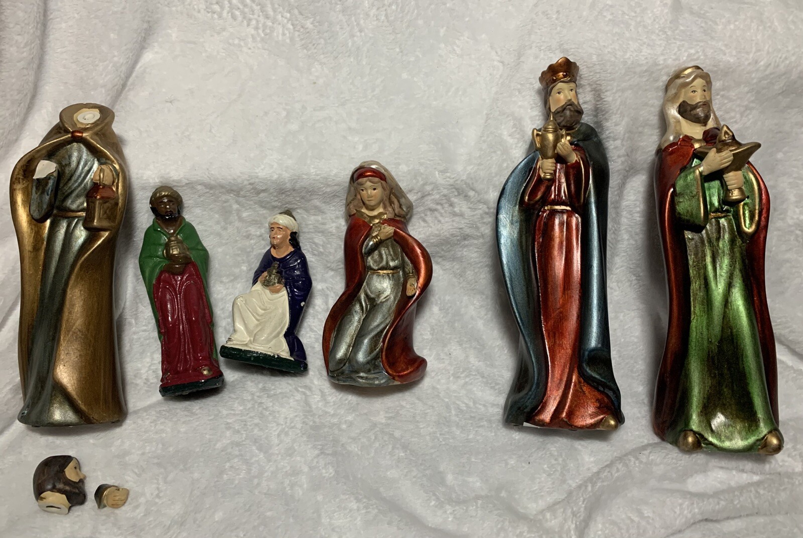 6 GREENBRIER Int\'l Nativity Figures Set Porcelain Hand Painted Christmas *READ*