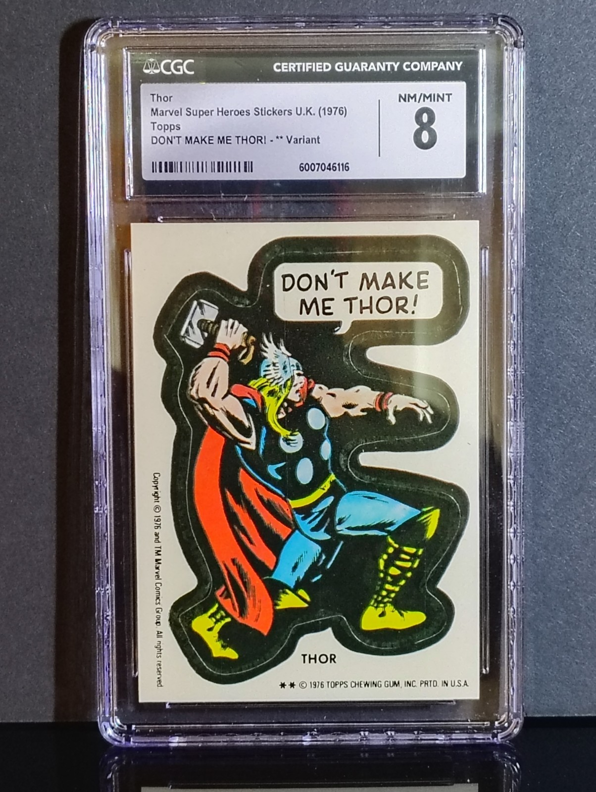 ⚡ 1976 TOPPS MARVEL SUPER HEROES STICKERS — THOR — CGC 8 NM/MINT — U.K. VARIANT