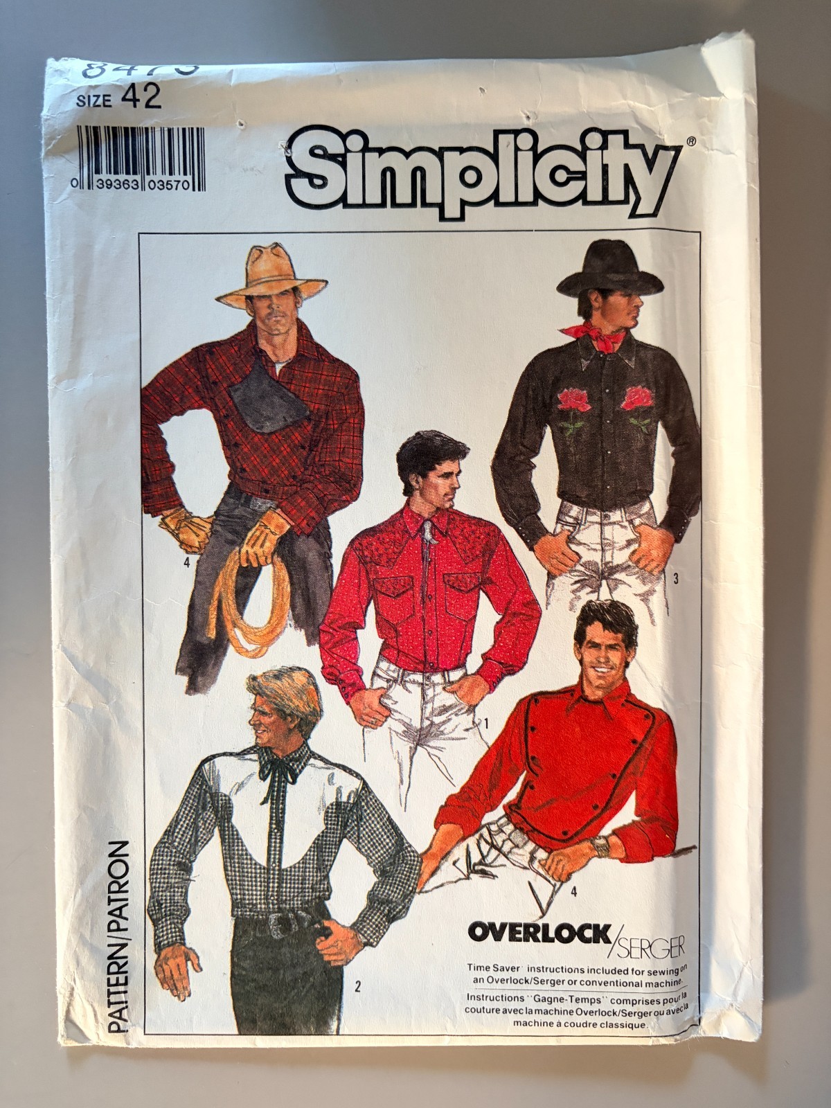 Vintage 80s Simplicity Sewing Pattern 8473 Men\'s Fitting Shirt Size 42 UNCUT FF