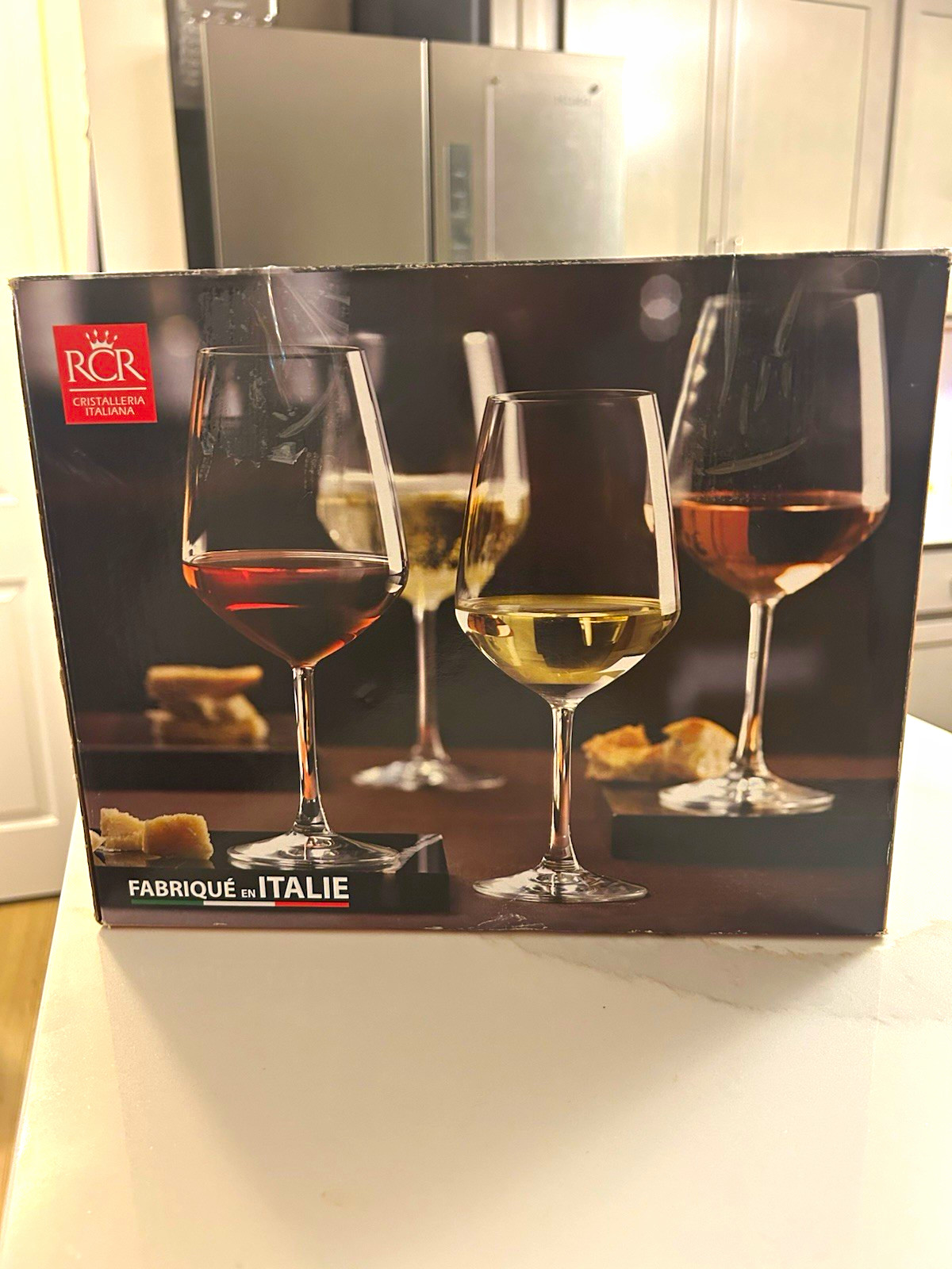 RCR Cristalleria Italiana Clear Crystal Stemmed Wine Glasses Set of 6