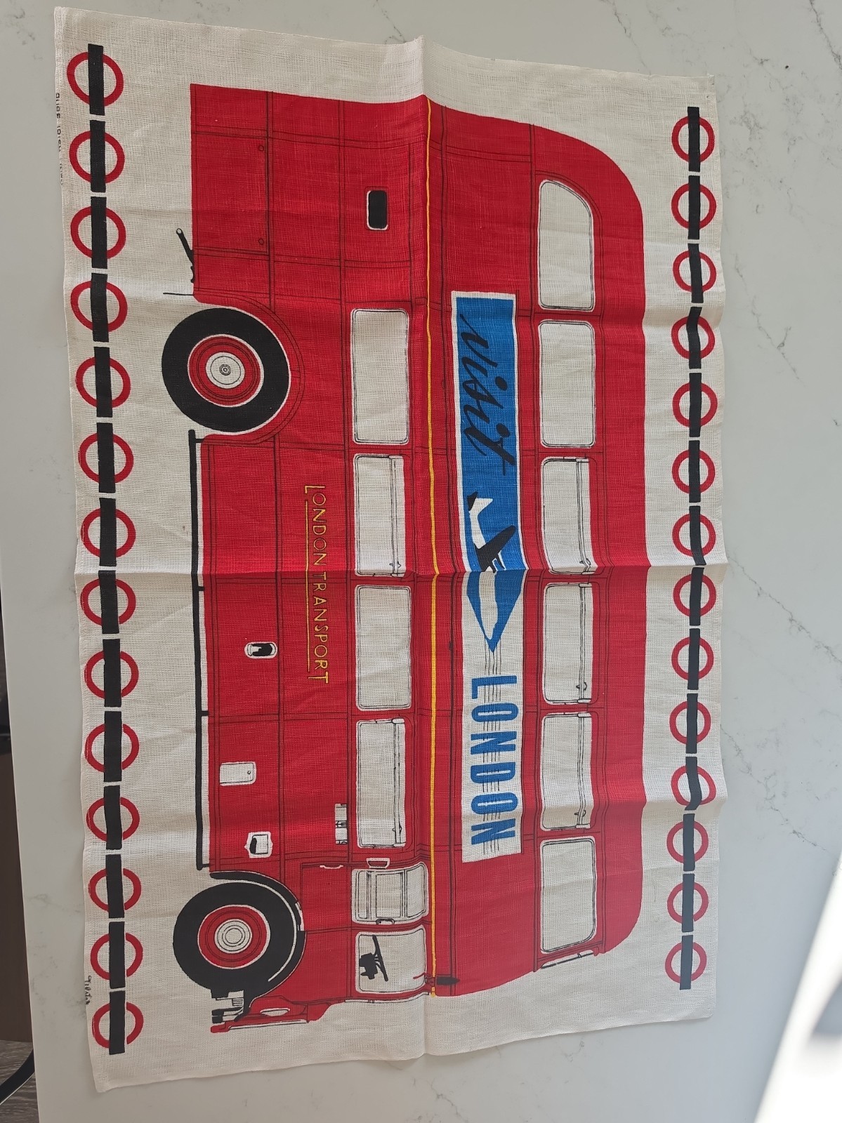 Vintage Ulster Pure Irish Linen Visit London Tea Towel.