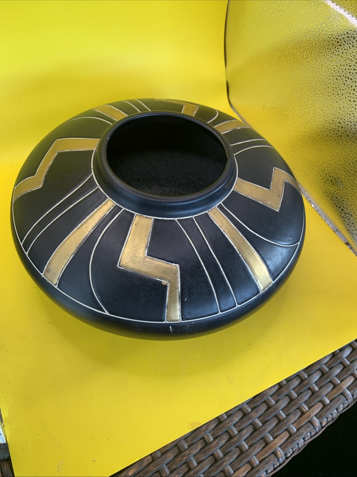 Mid Century “Cairo” Squat Gourd Vase By Harris Pottery Of Chicago 12x6 Inches 