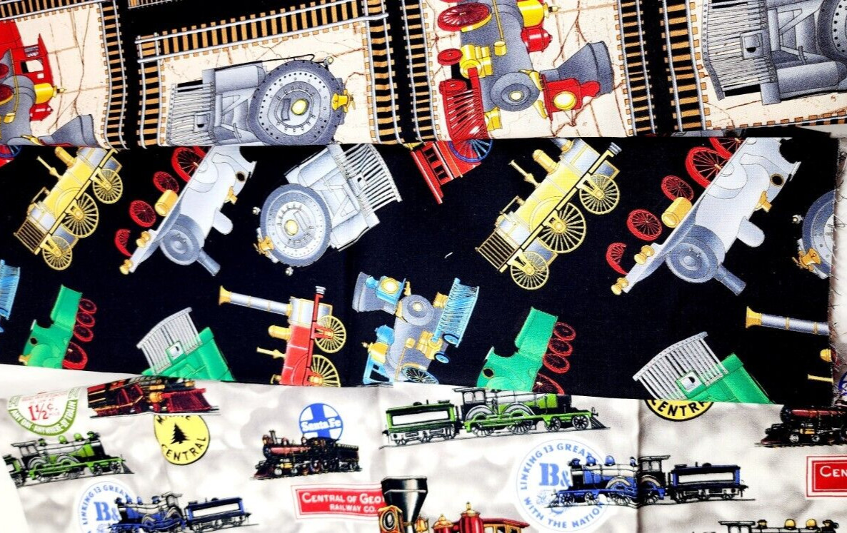 Vintage Fabric * Trains, Engines, Trains * 100% cotton -  18\
