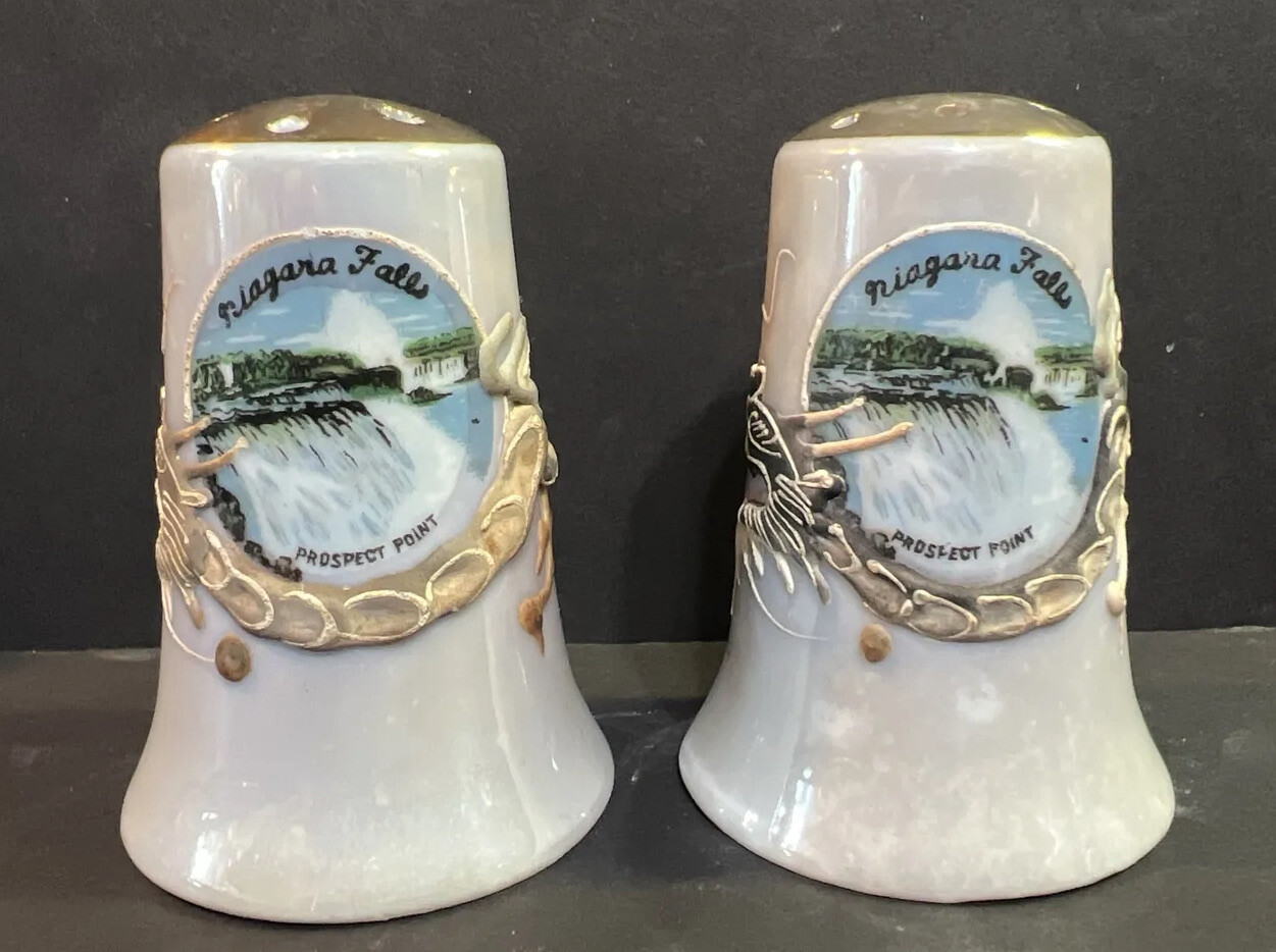 Vintage Niagara Falls Souvenir Dragonware Moriage Salt & Pepper Shakers Vintage Niagara Falls Souvenir Dragonware Moriage Salt & Pepper Shakers