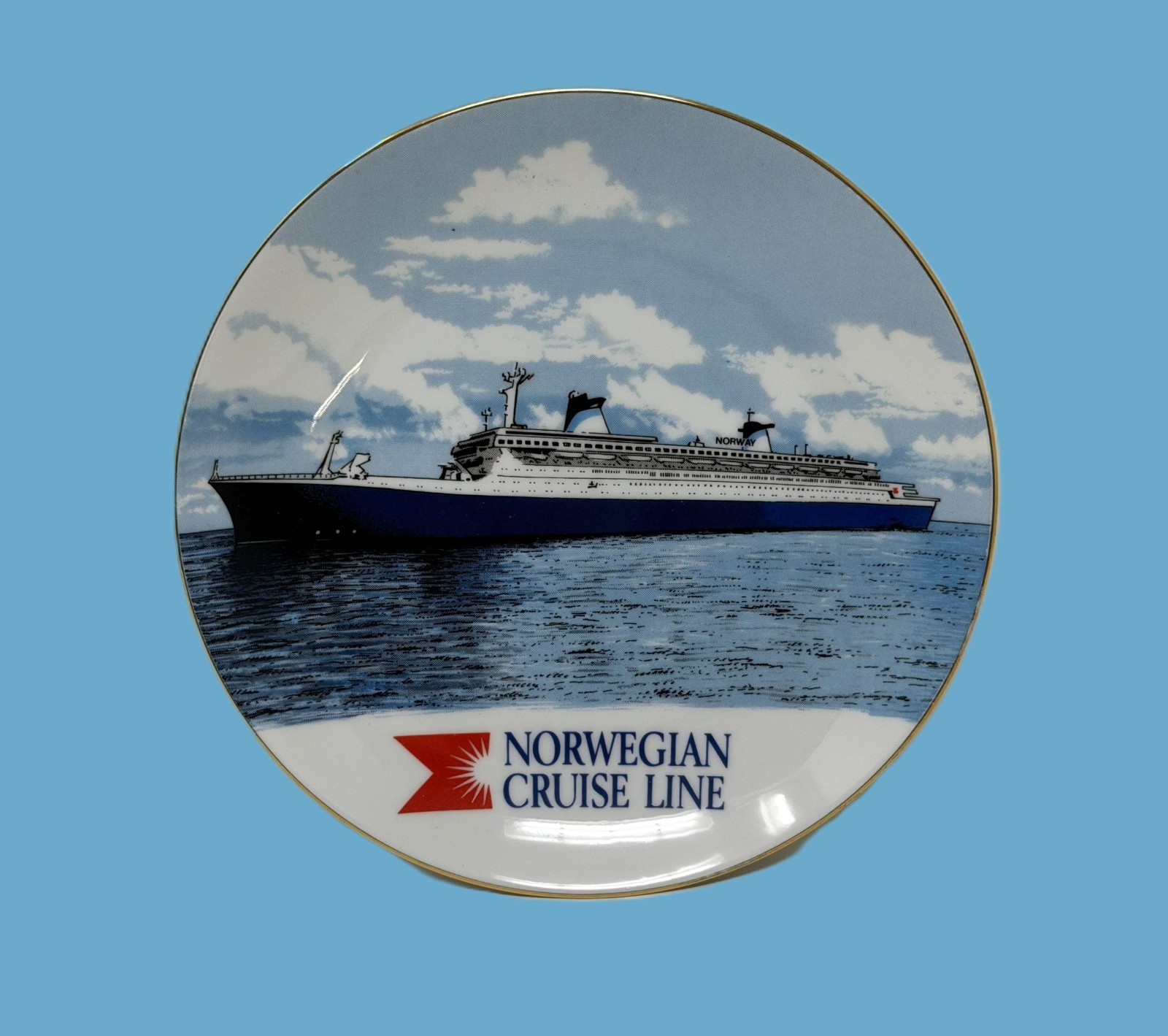 S.S. NORWAY Souvenir Porcelain Portrait Plate - 7.5\