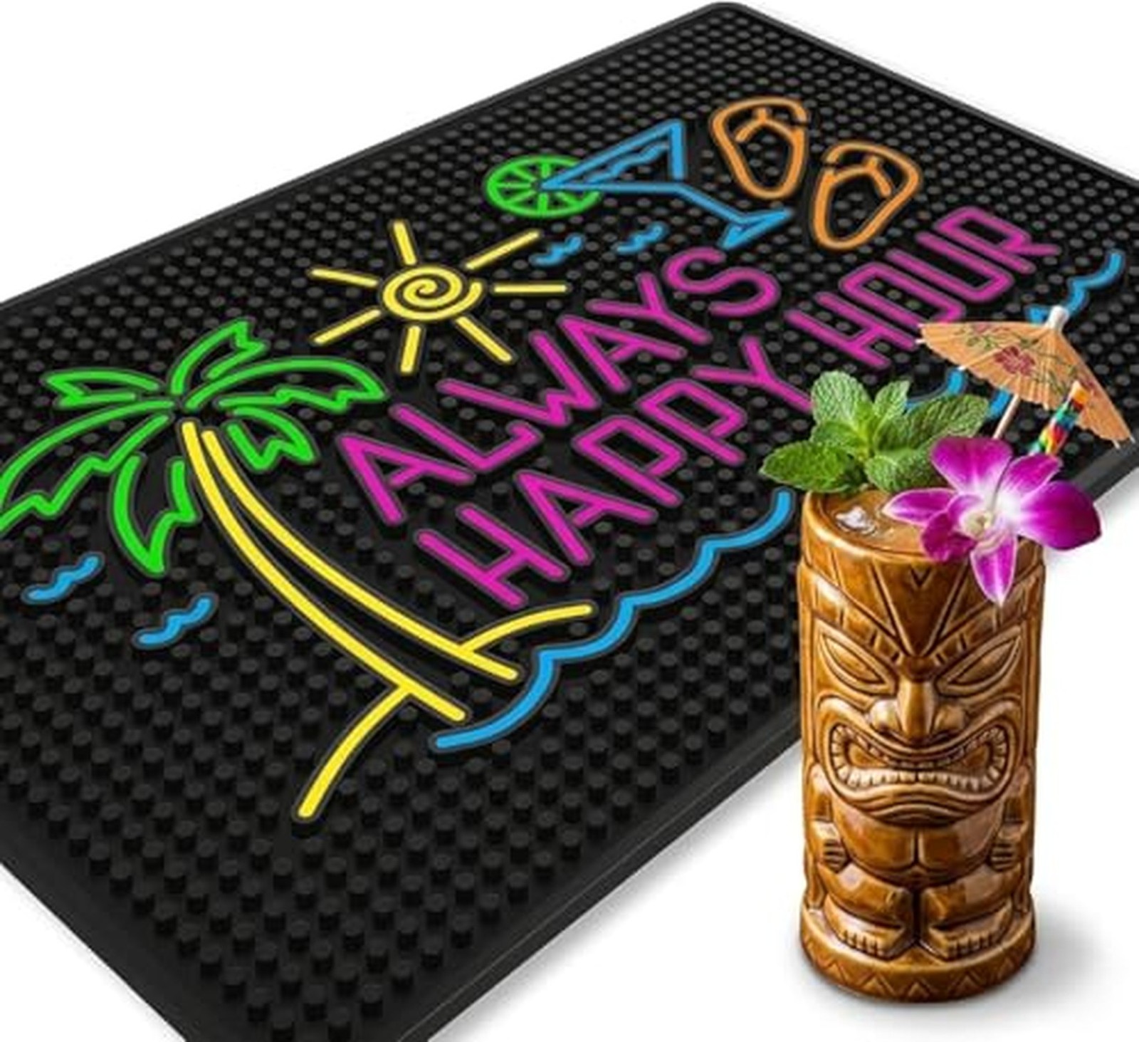 Always Happy Hour Bar Mat - Tiki 18\
