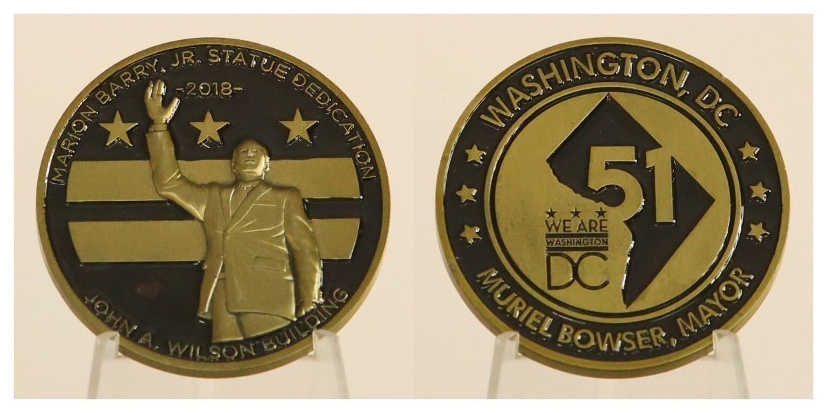 DC Statehood 51 Marion Barry Statue Dedication Challenge Coin  4#C