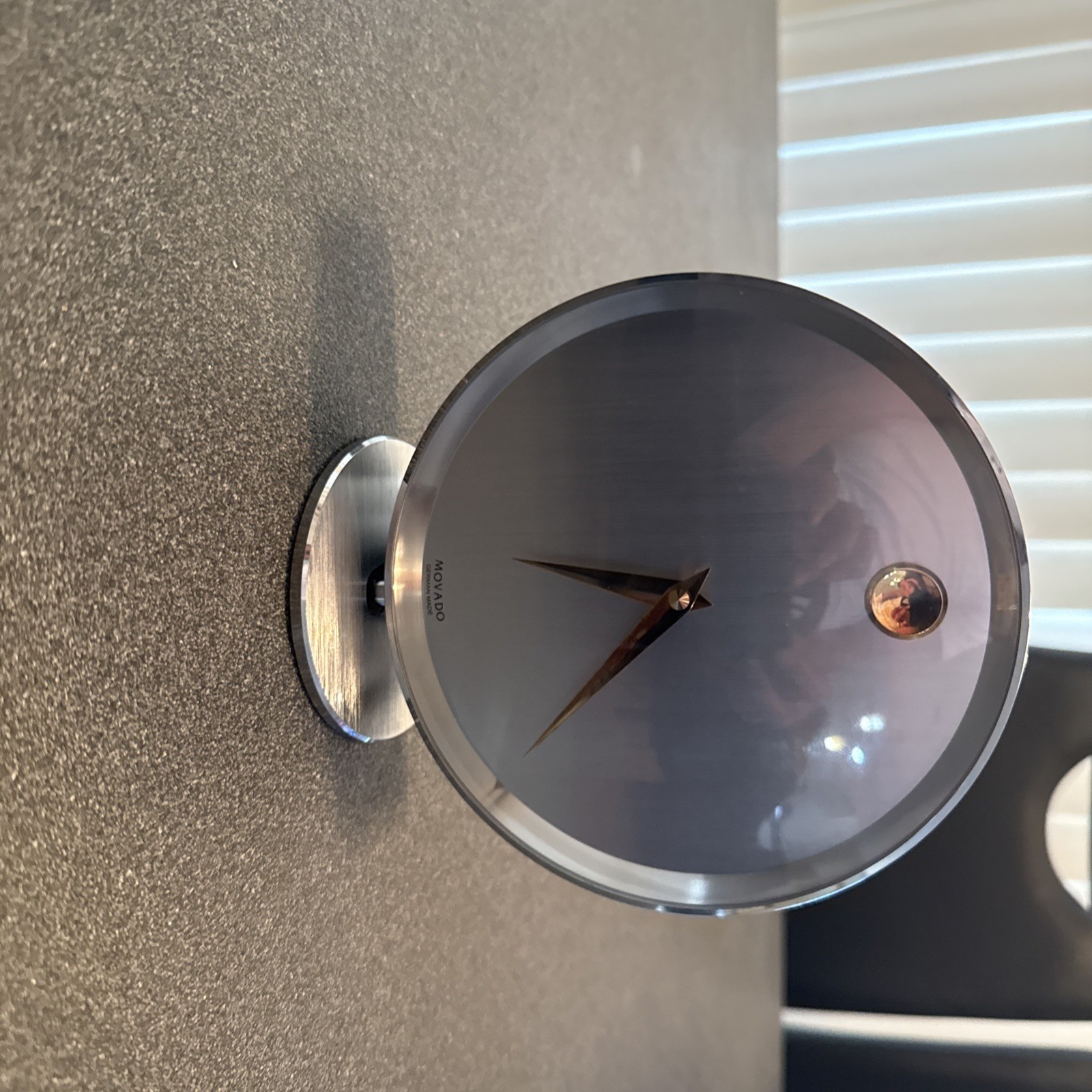 Movado Brushed Modern Silver Desk Clock German Quartz, Heavy No Case