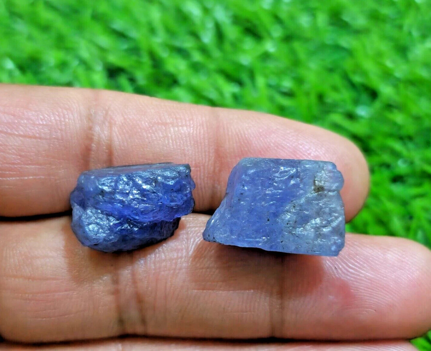Fabulous Rare Earth Mined Blue Tanzanite Raw 2 Piece Size 18-20 MM Rough Jewelry
