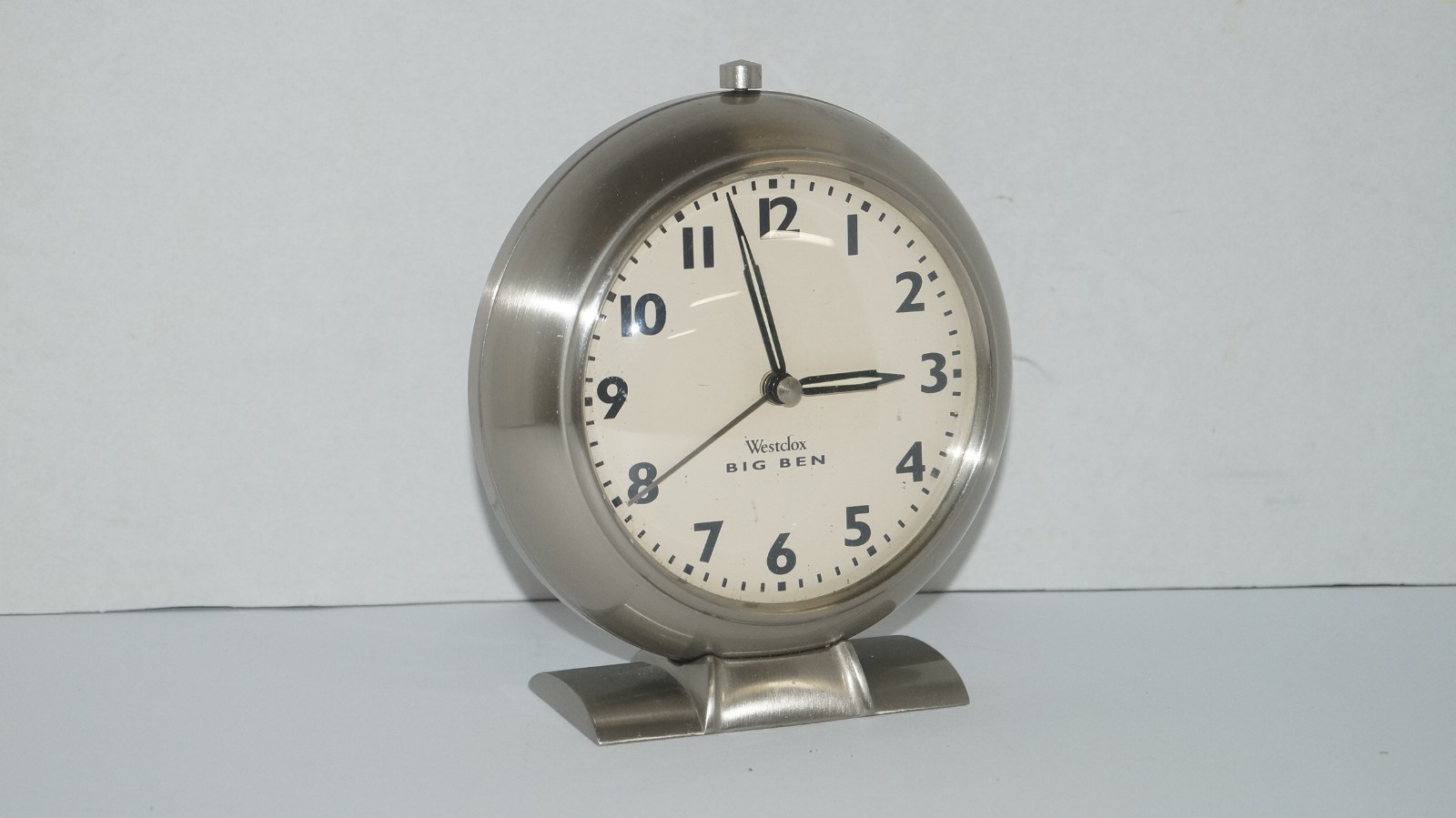 BIG BEN WESTCLOX Brushed Pewter Glow in Dark Battery Operated Quartz Alarm Clock