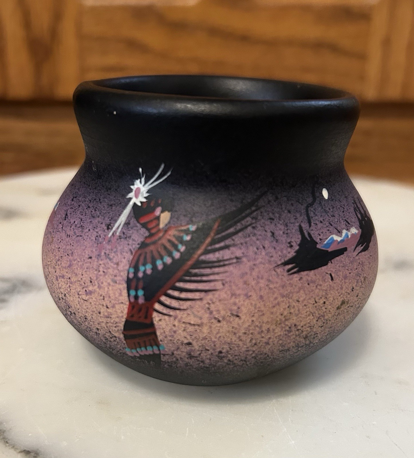 Beautiful Small Hand-Painted Navajo Vase signed by Drake Navajo