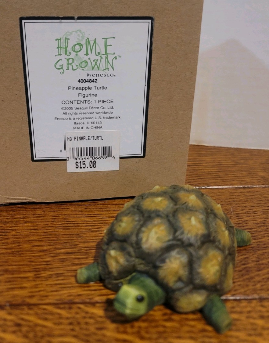 ENESCO HOME GROWN PINEAPPLE TURTLE FIGURINE #4004842 ENESCO HOME GROWN PINEAPPLE TURTLE FIGURINE #4004842