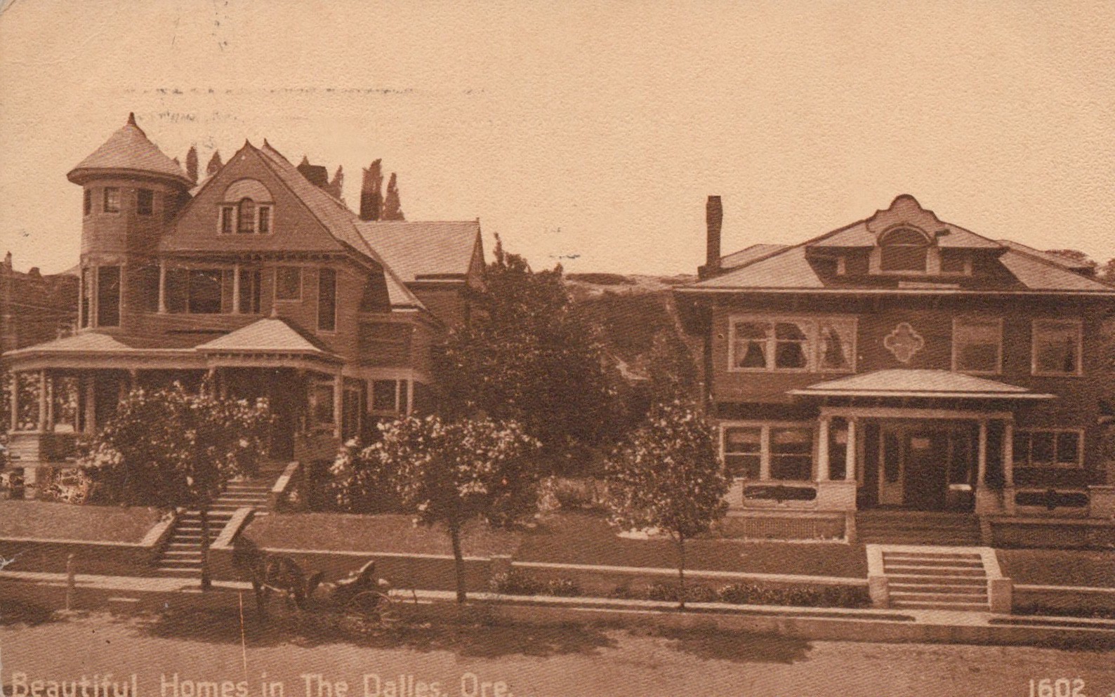 POSTCARD BEAUTIFUL HOMES IN THE DALLES OREGON - 1915