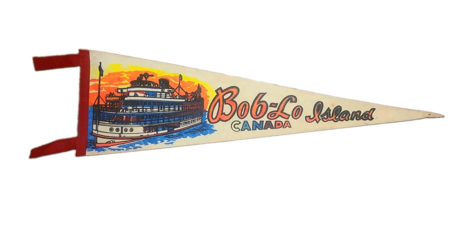 Vintage Travel Souvenir Felt Pennant - Bob-Lo Island Amusement Park 23in
