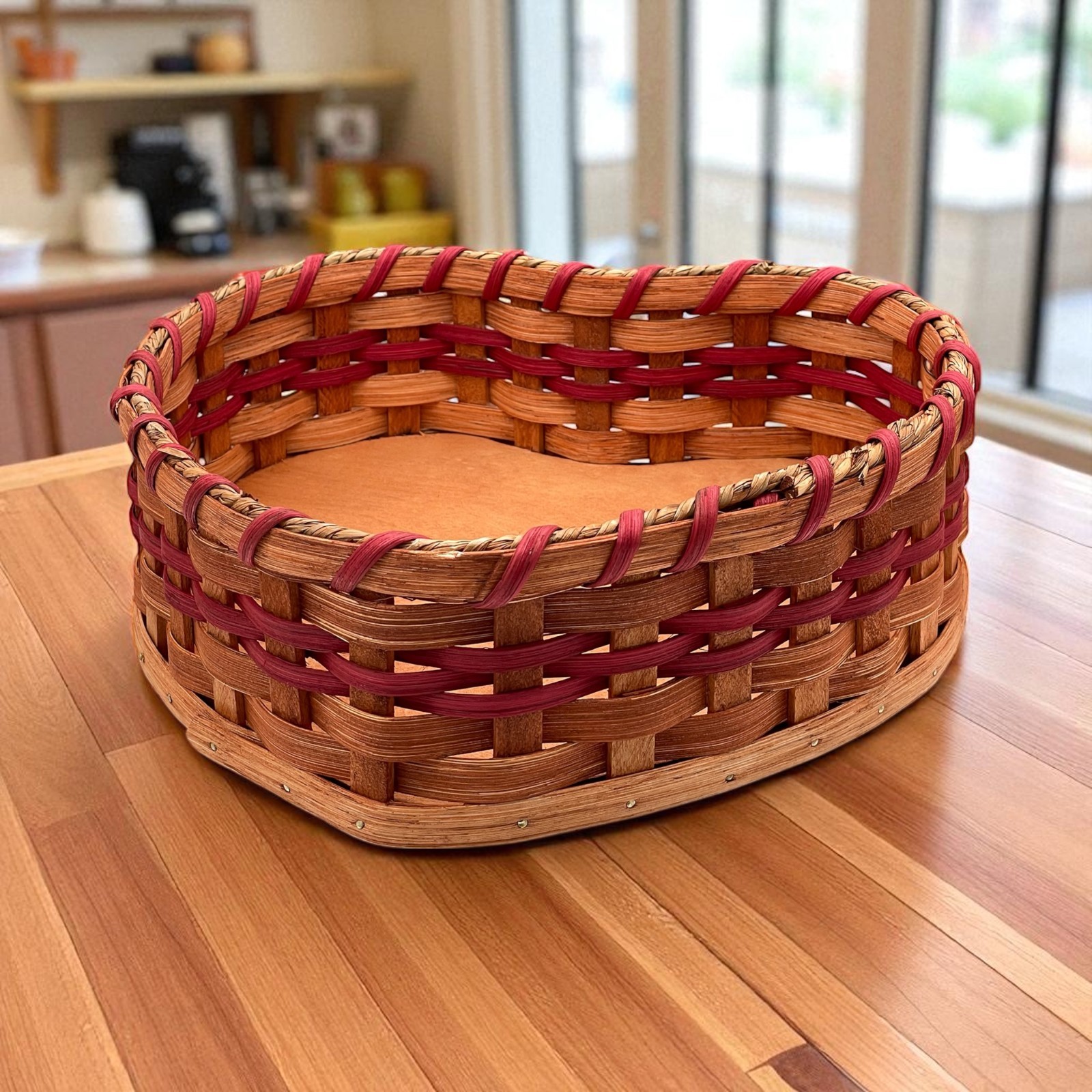 Amish Made Medium Heart Basket With Solid Oak Bottom Amish Made Medium Heart Basket With Solid Oak Bottom