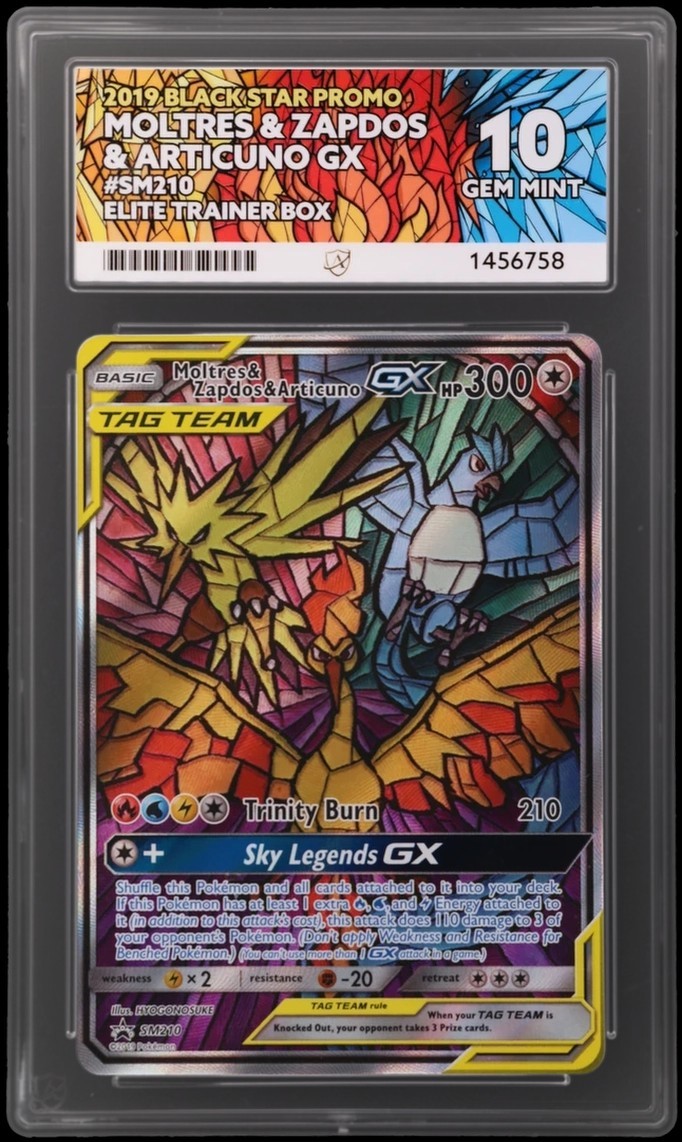 ACE 10 Moltres & Zapdos & Articuno GX SM210 Black Star Promo Perfect Subgrades